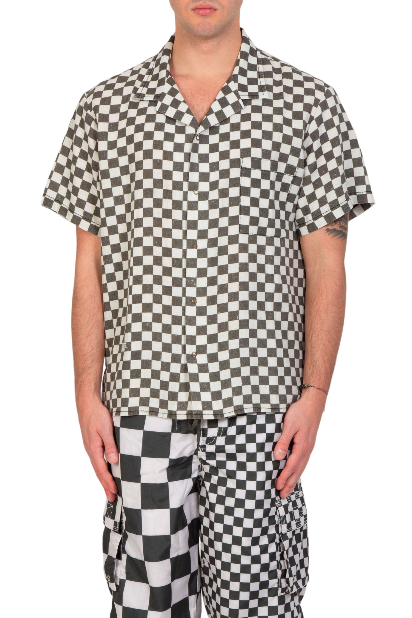 Checker Hawaian Shirt GRIGIO