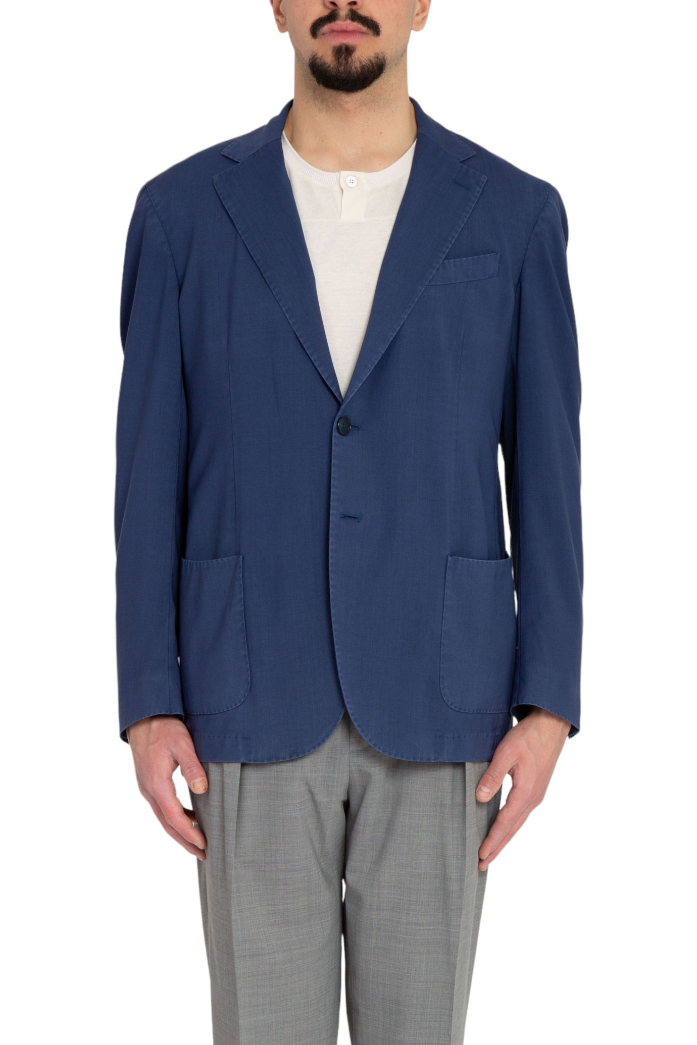 Light Wool Washed Blazer AZZURRO