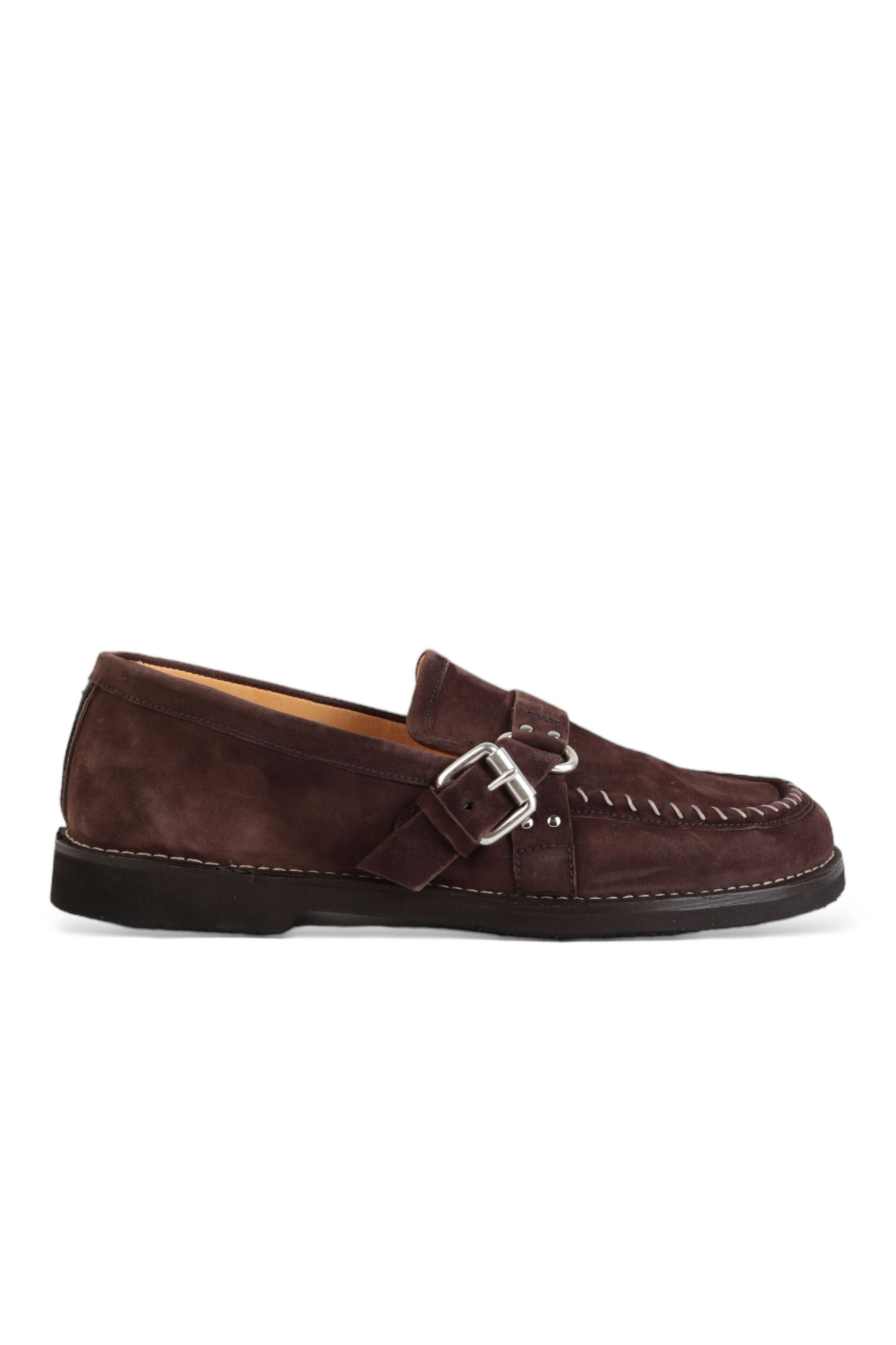 Suede Buckle Loafers MARRONE