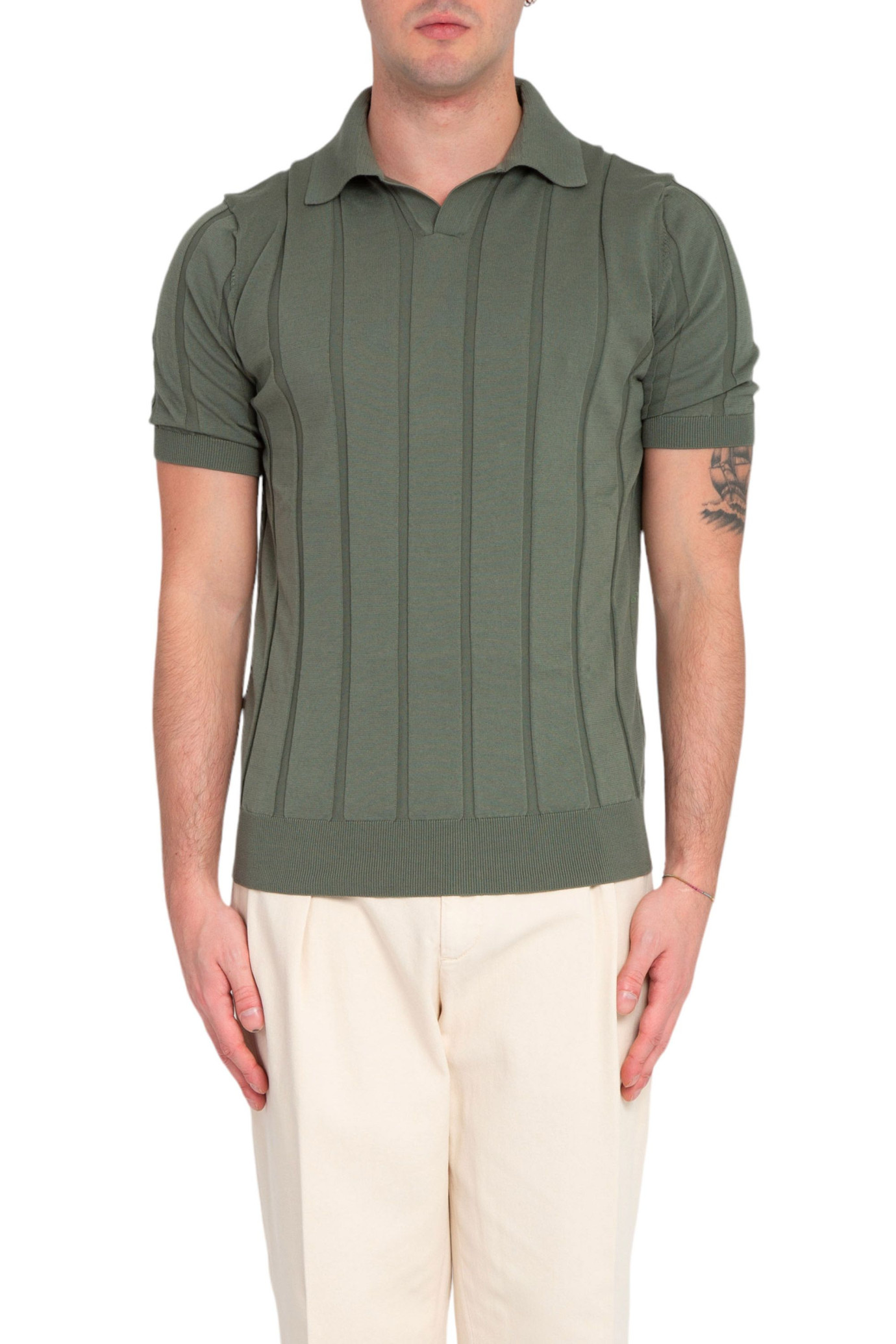 Strech Knitted Polo Shirt VERDE