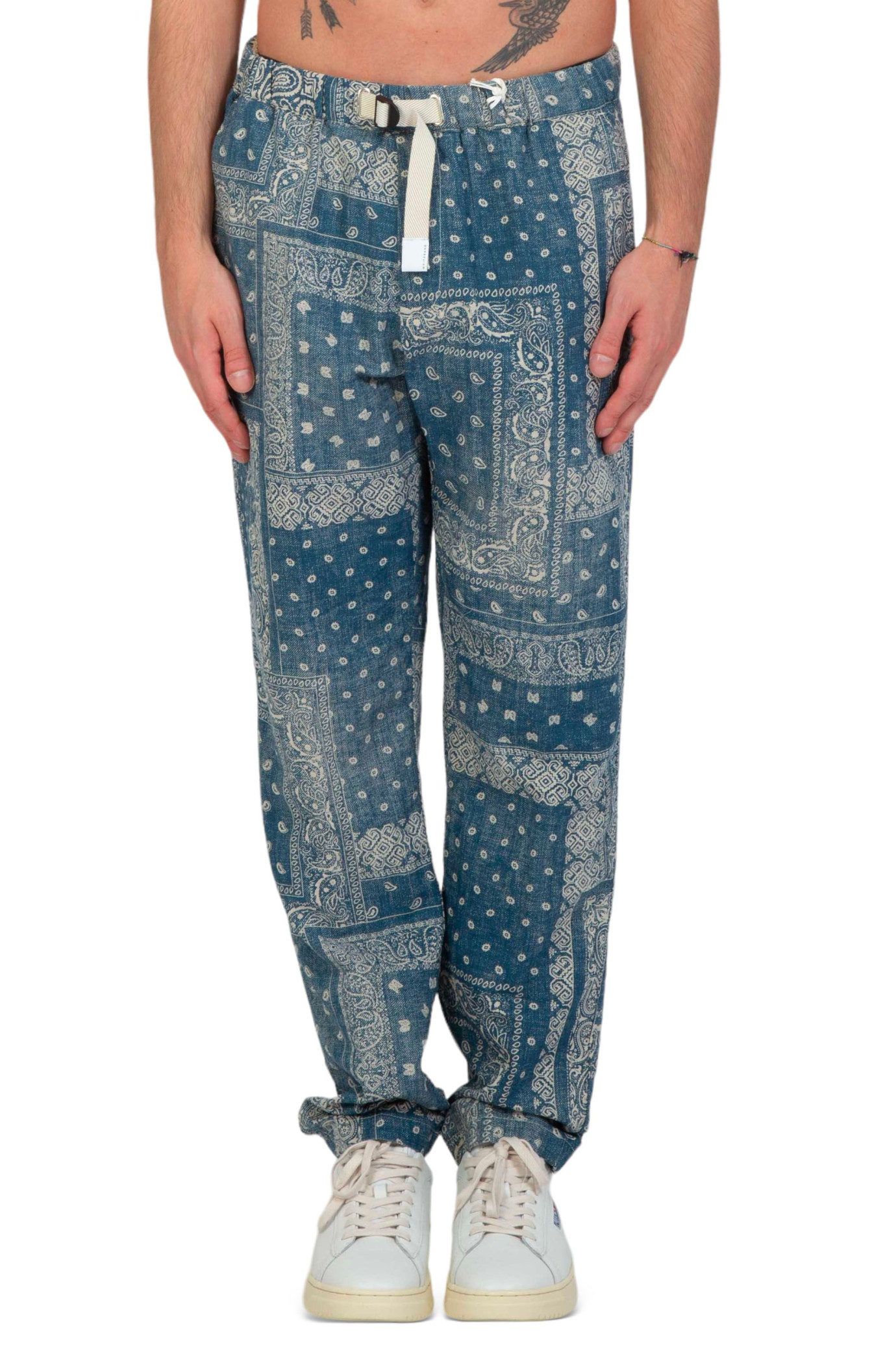 Greg Bandanna Linen Pants AZZURRO