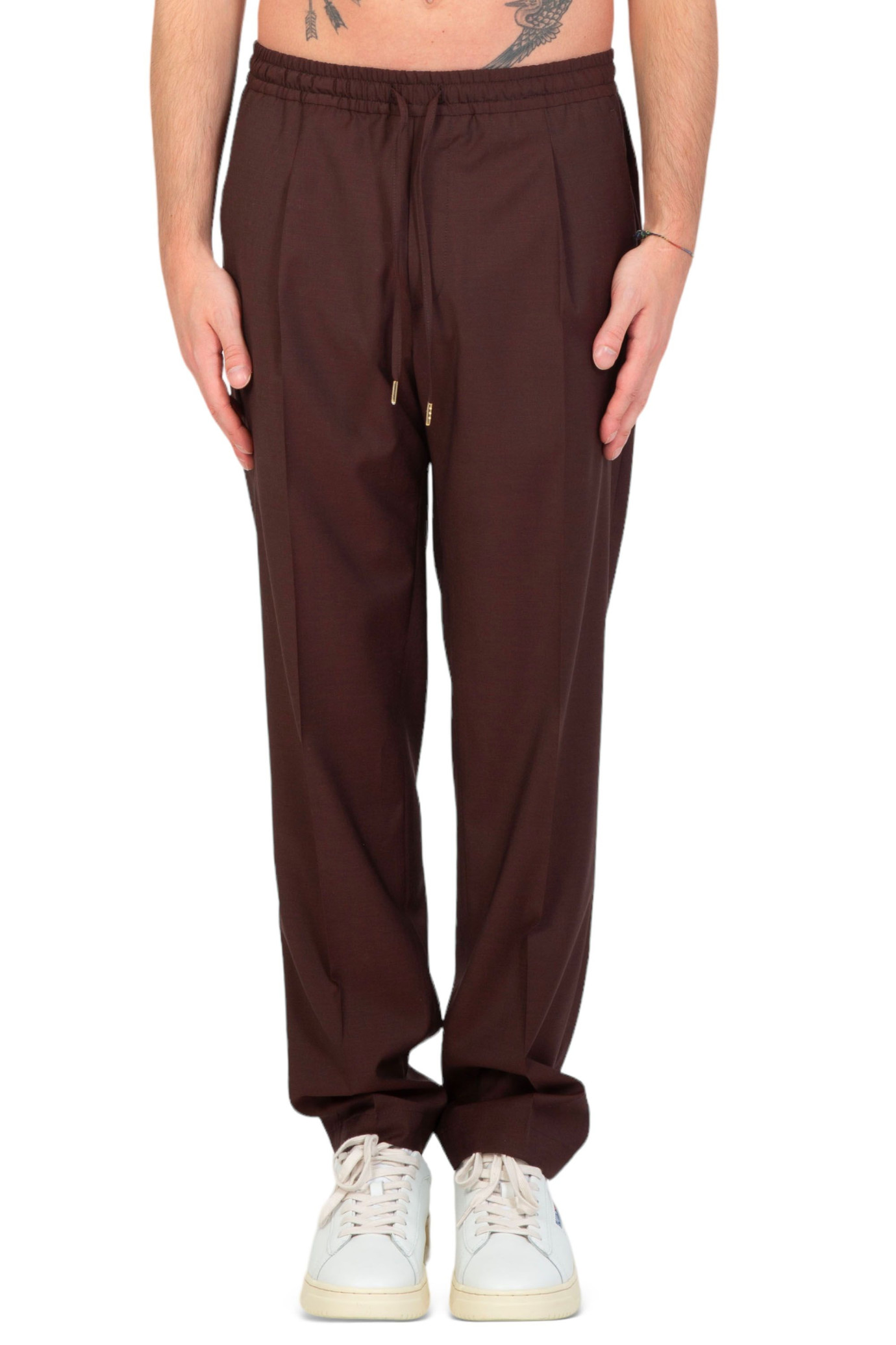 Wimbledon Elastic Waist Pants Marrone