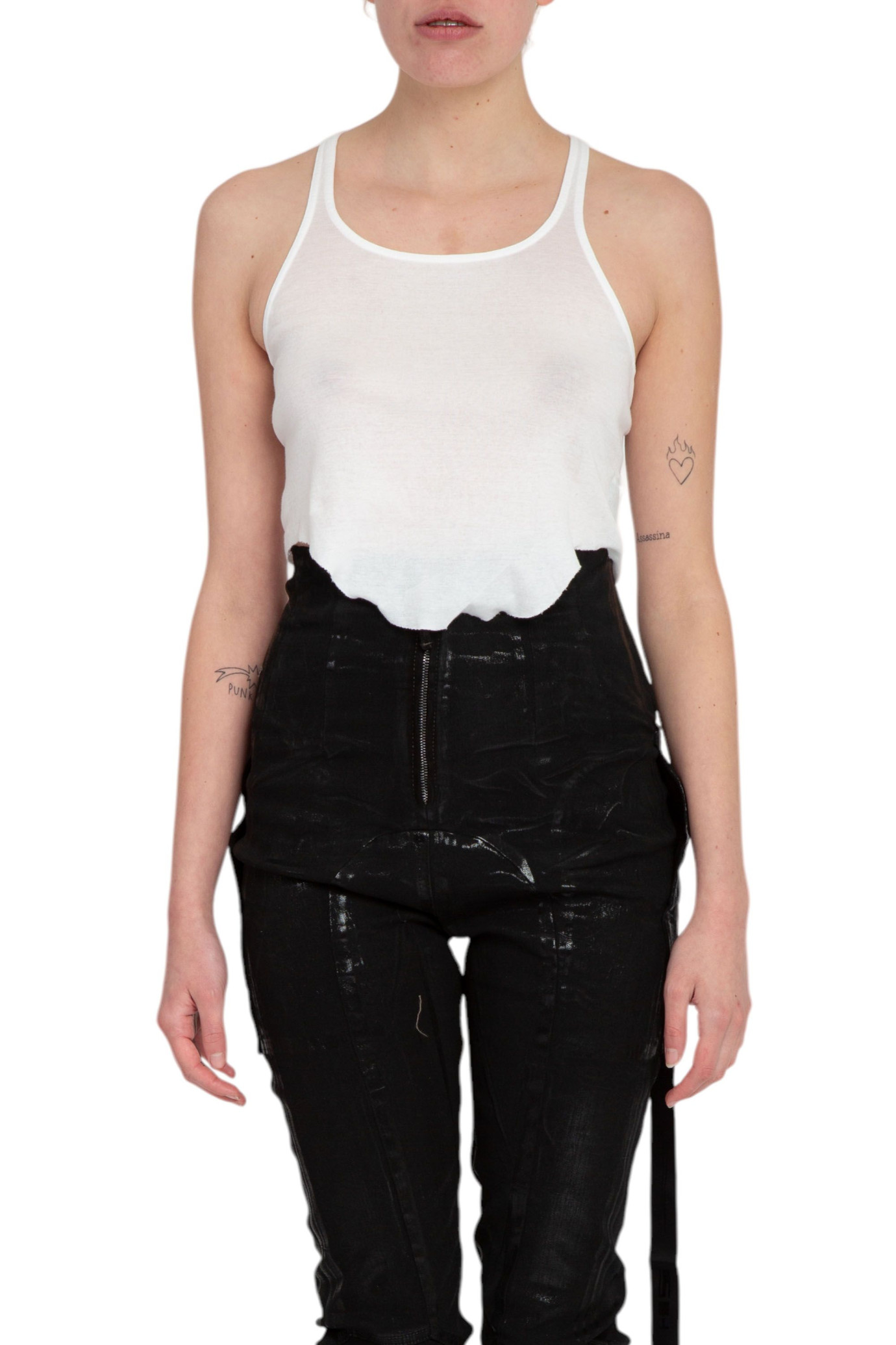 Gauzed Jersey Cropped Tank BIANCO