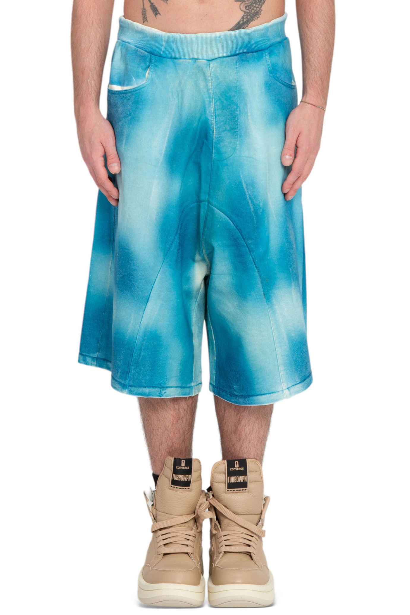 Leather Effect Baggy Shorts AZZURRO