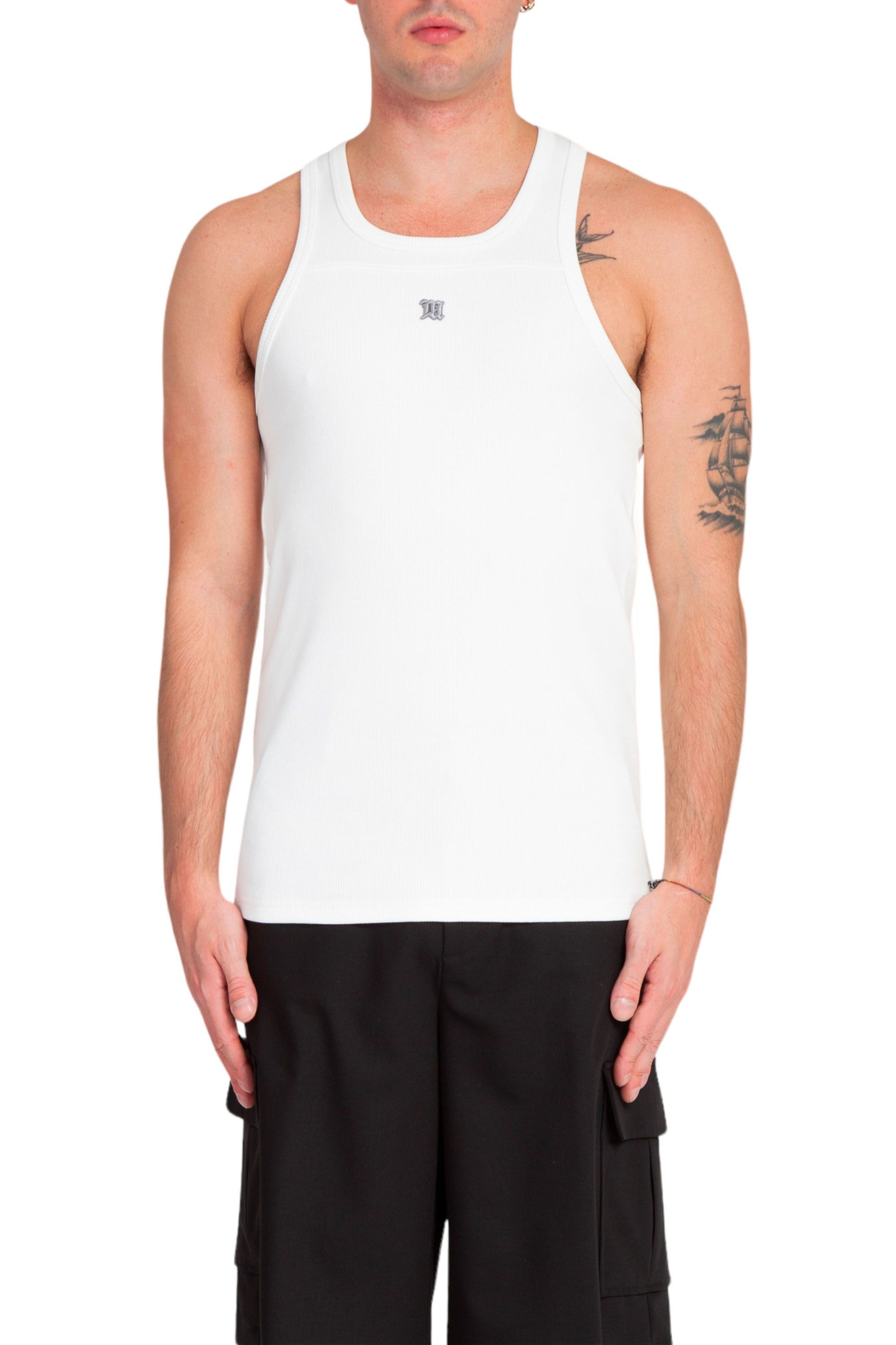 M Embro Ribbed Tank Top BIANCO