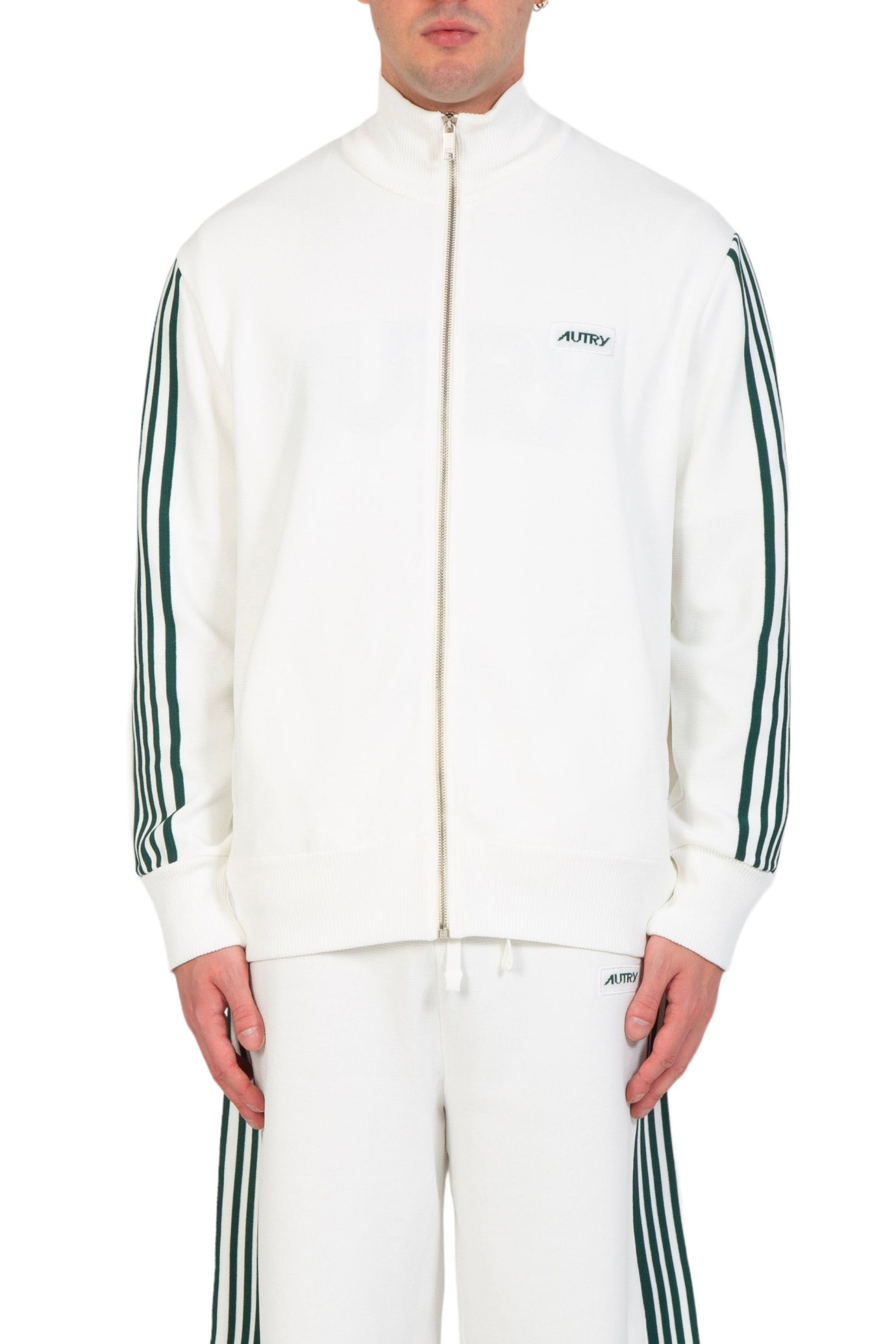 Striped Zip Track Jacket BIANCO