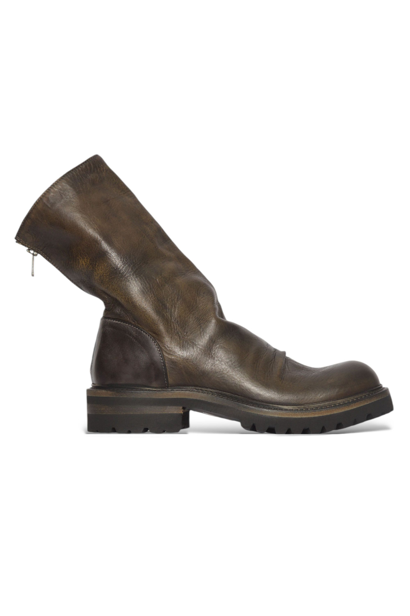 Washed Horse Zip Boots MARRONE