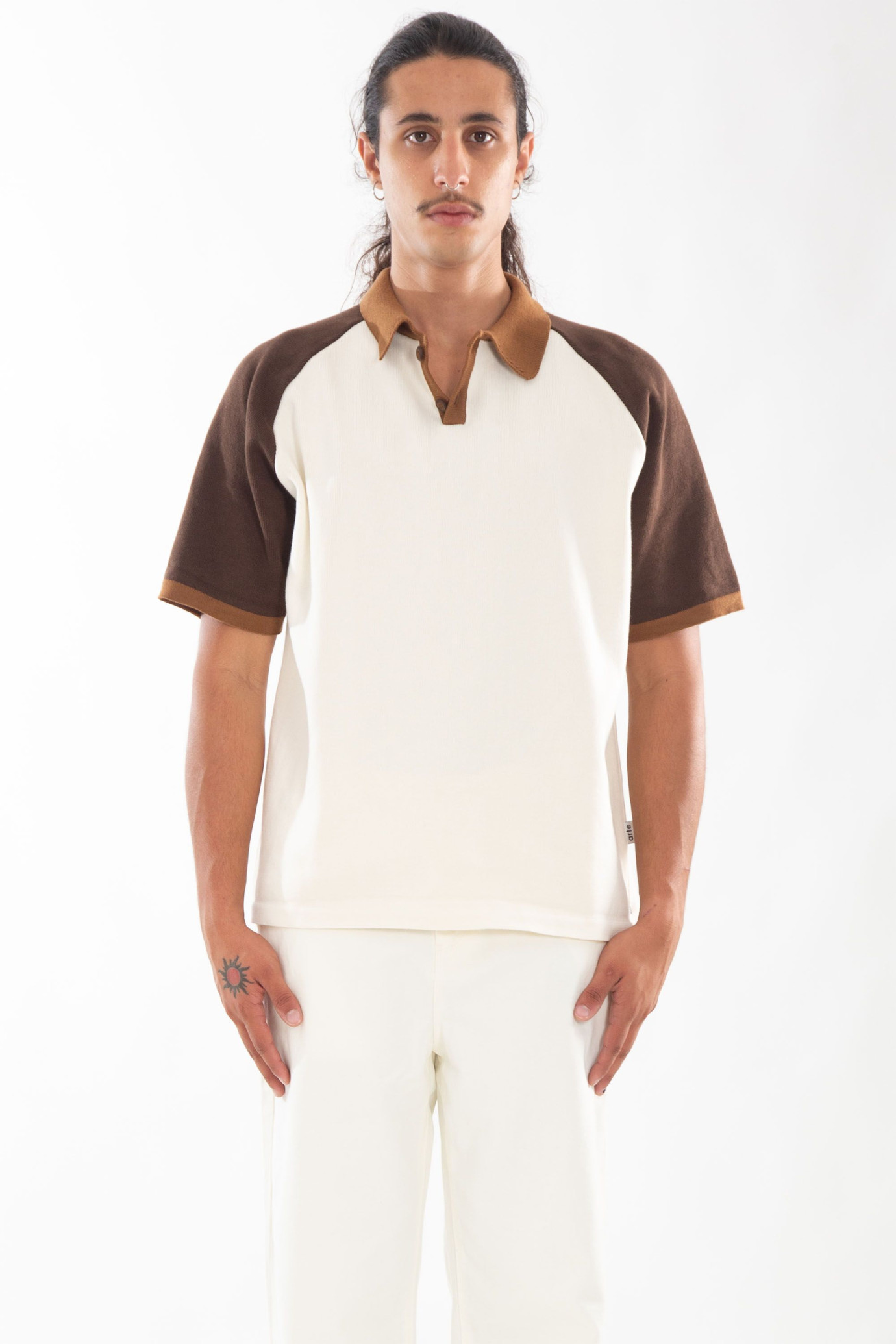 Baseball Knitted Polo Shirt BIANCO