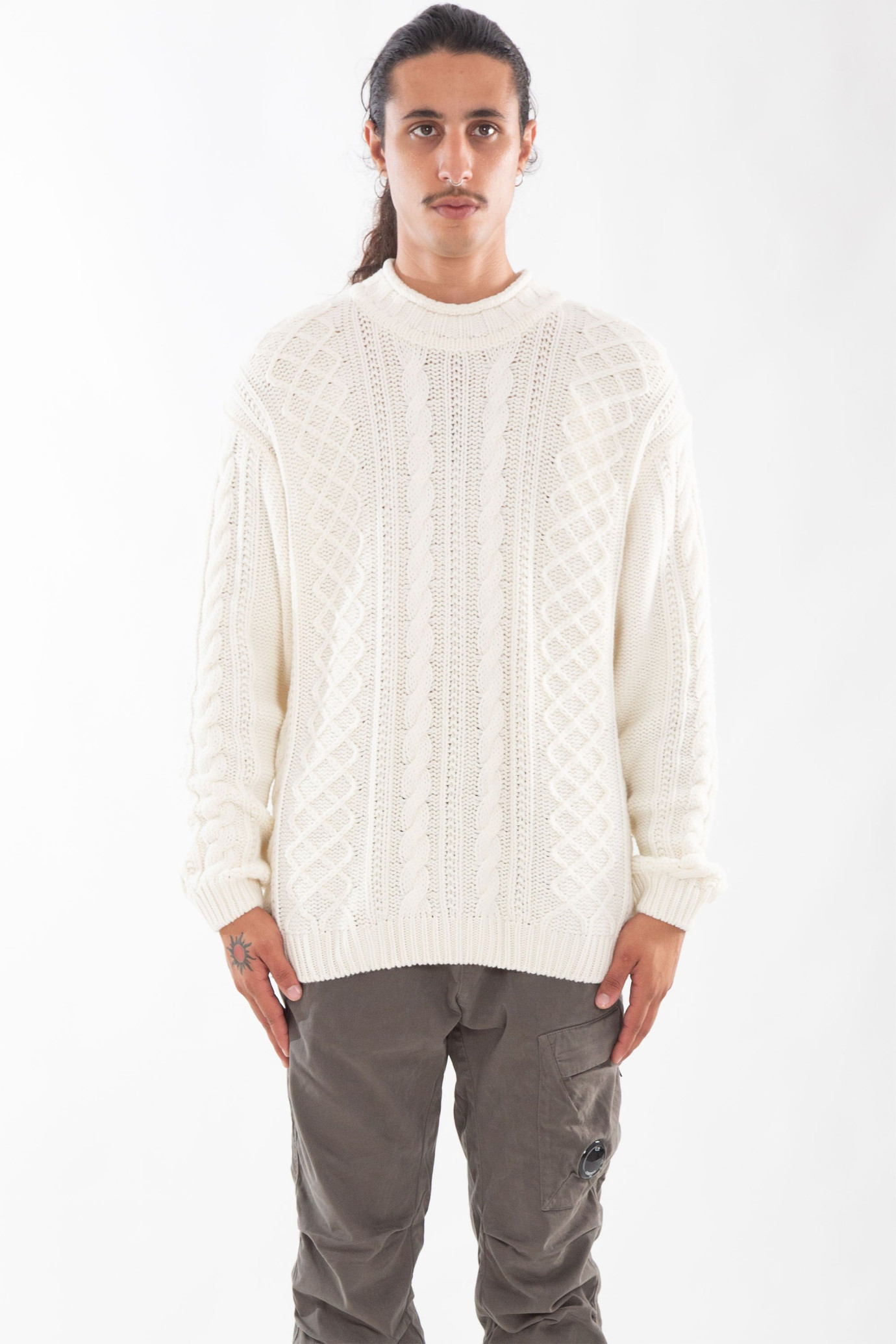 Lambswool Funnel Neck Knitwear BIANCO