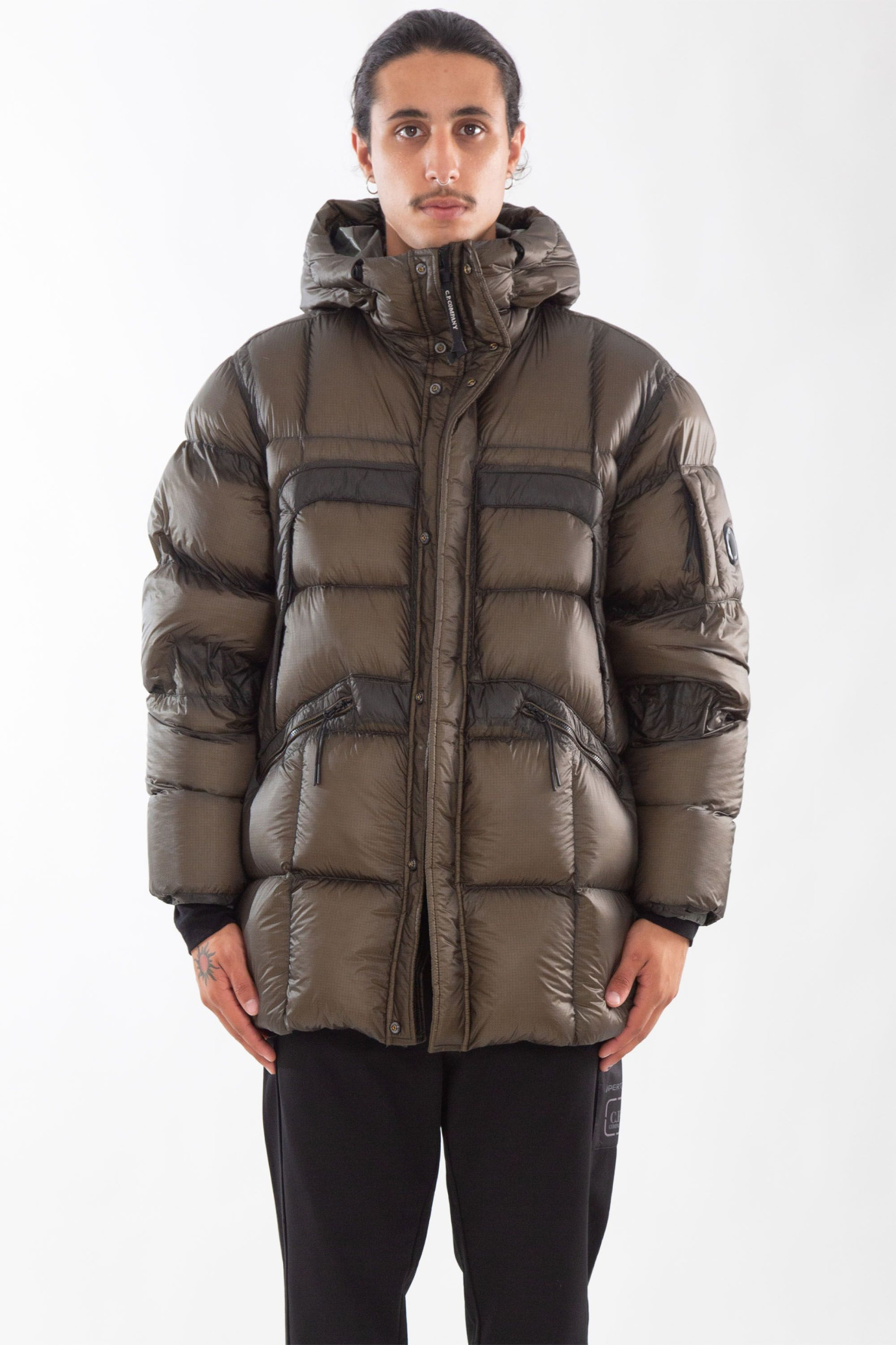 DD Shell Hooded Long Down Jacket VERDE