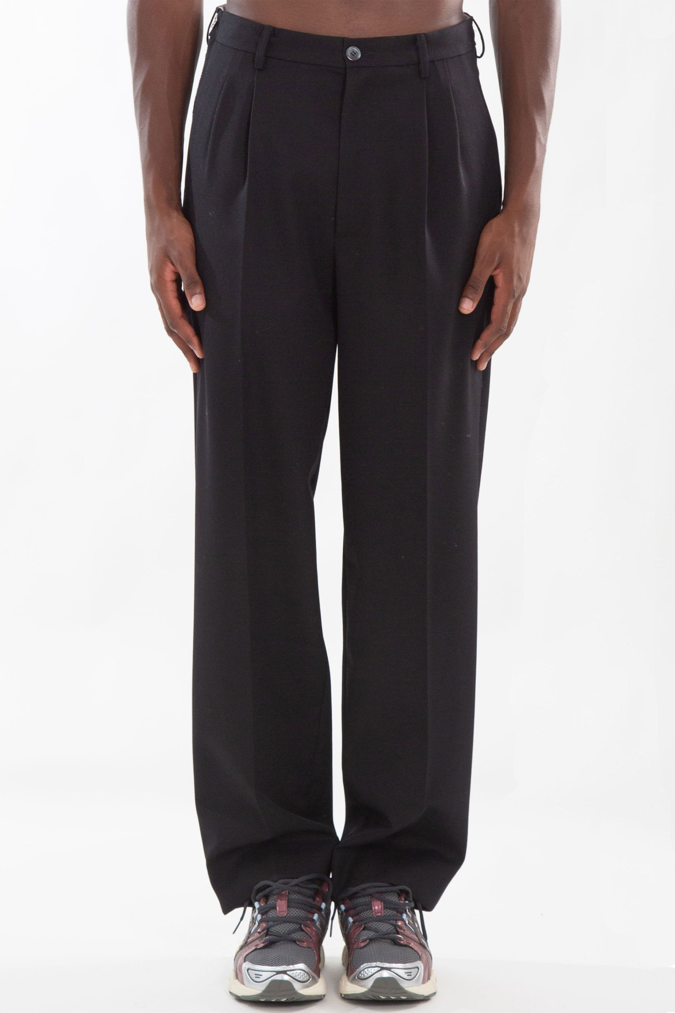 Signature Pleated Side Zip Pants NERO