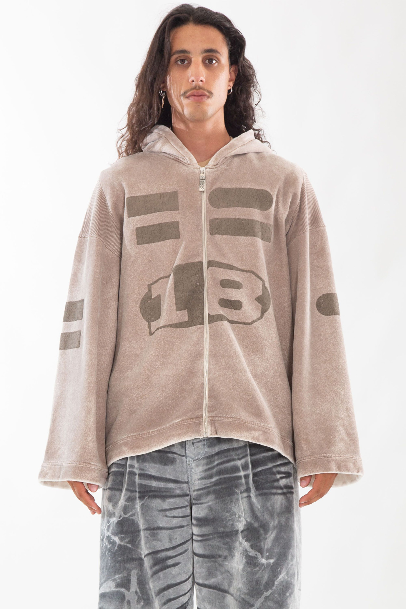 Era Oversized Zip Hoodie BEIGE