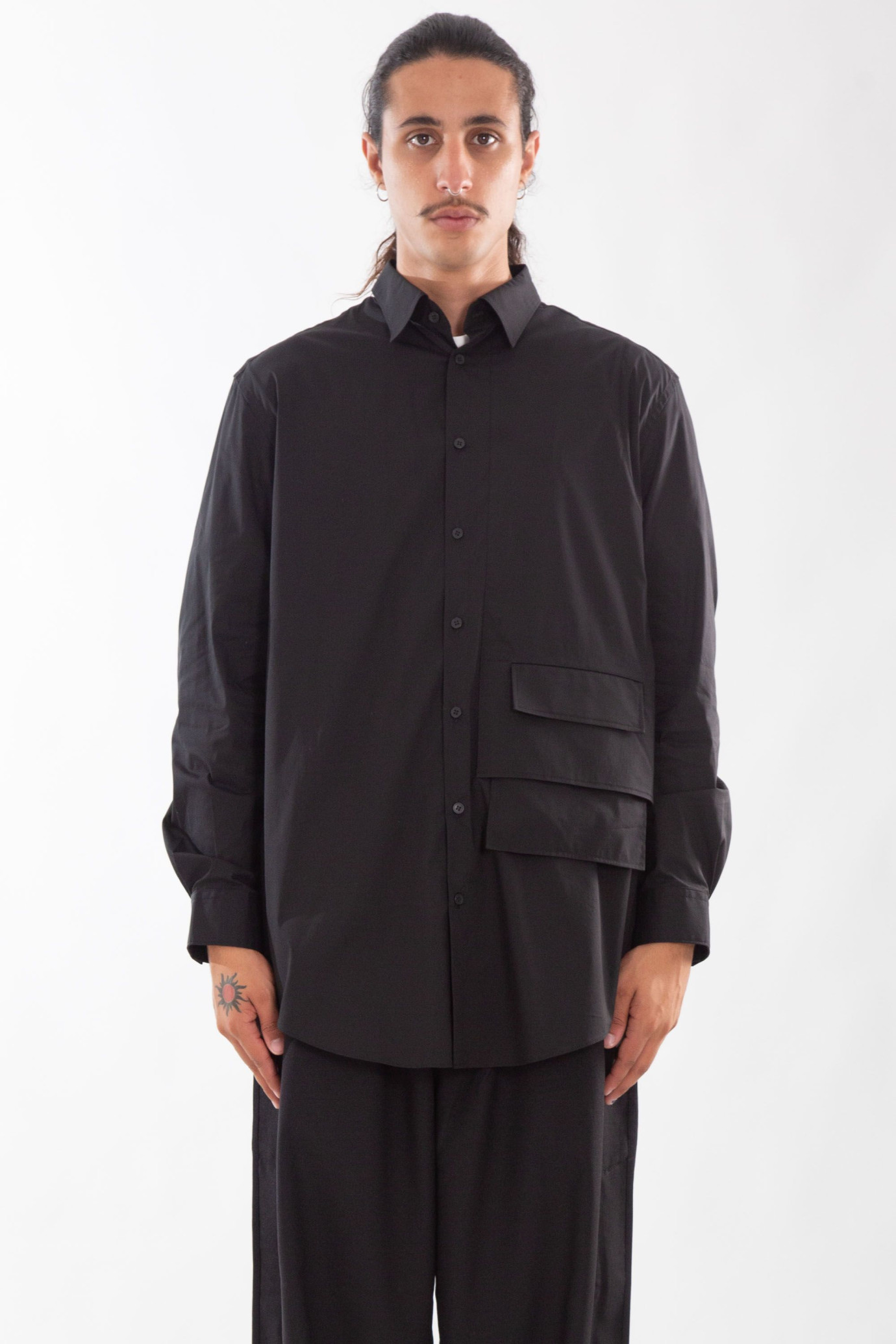 Long Cargo Shirt NERO