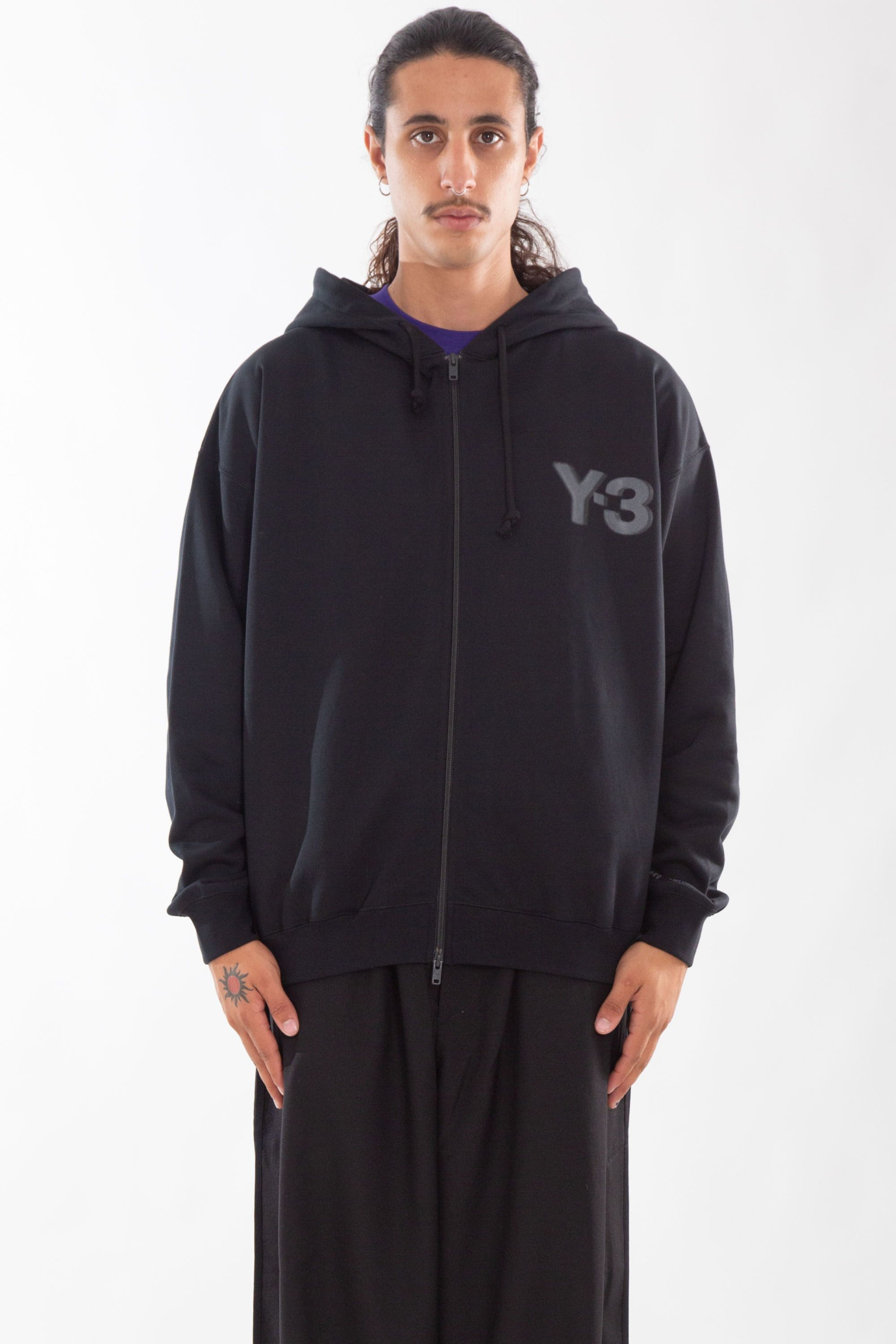 Faded Logo Zip Hoodie NERO