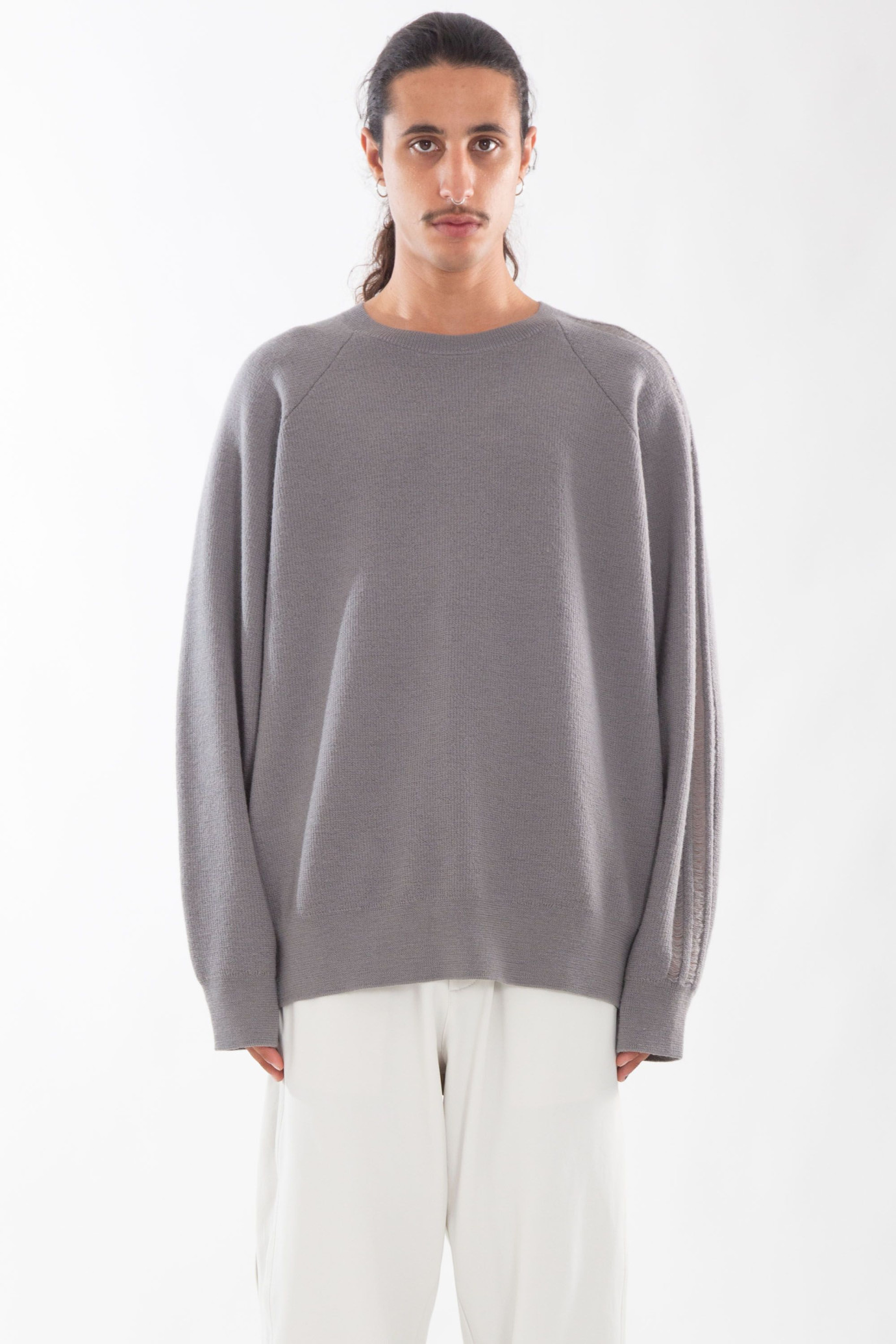 Tonal Stripes Raglan Knit GRIGIO