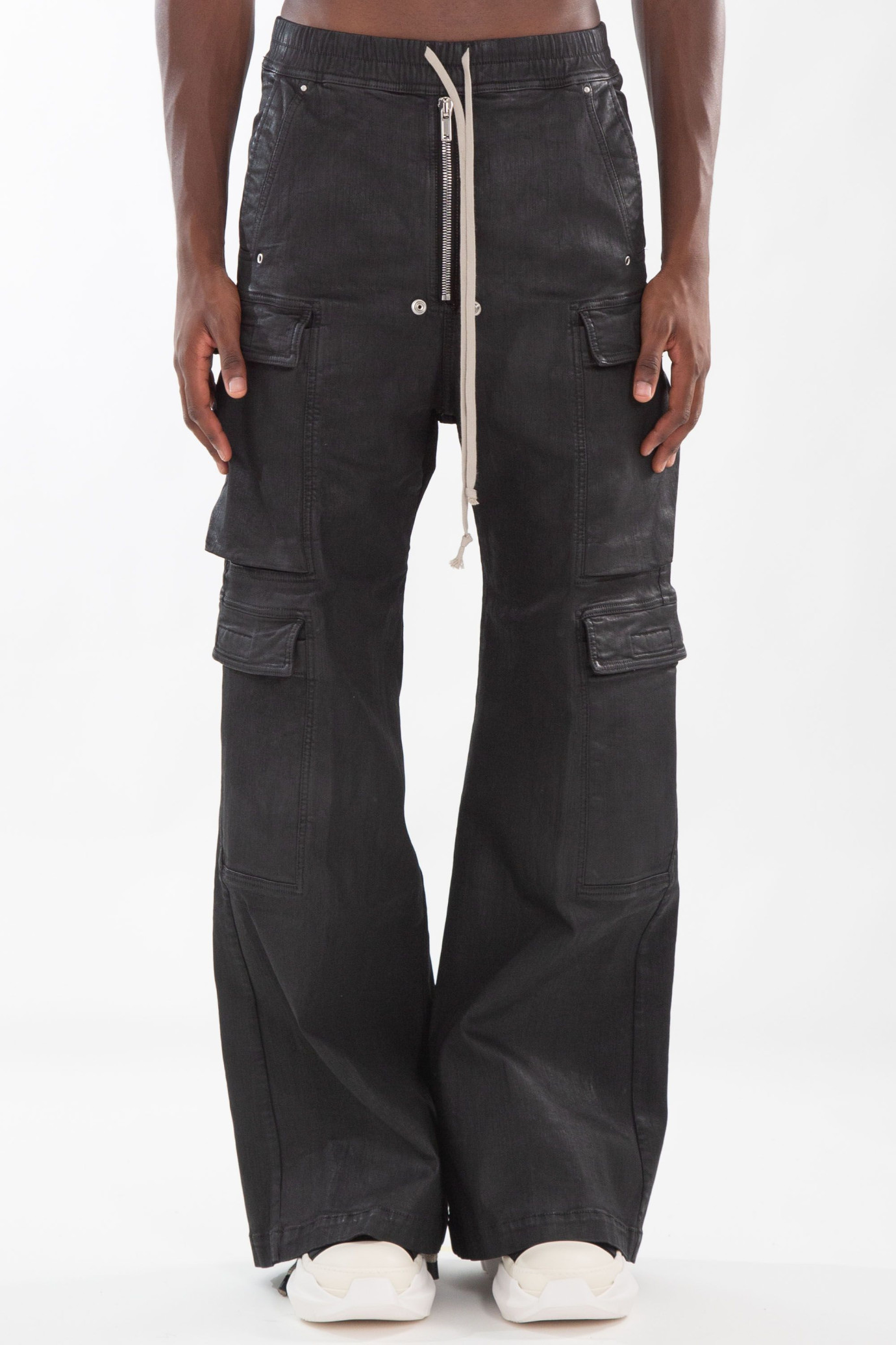 Wax Denim Double Cargo Jumbo Belas Pants NERO