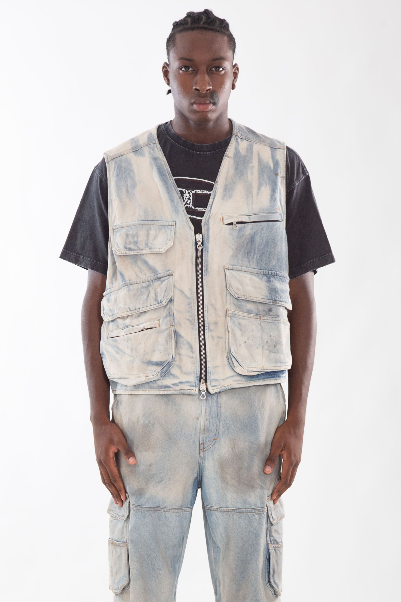 D-Samp Washed Denim Vest