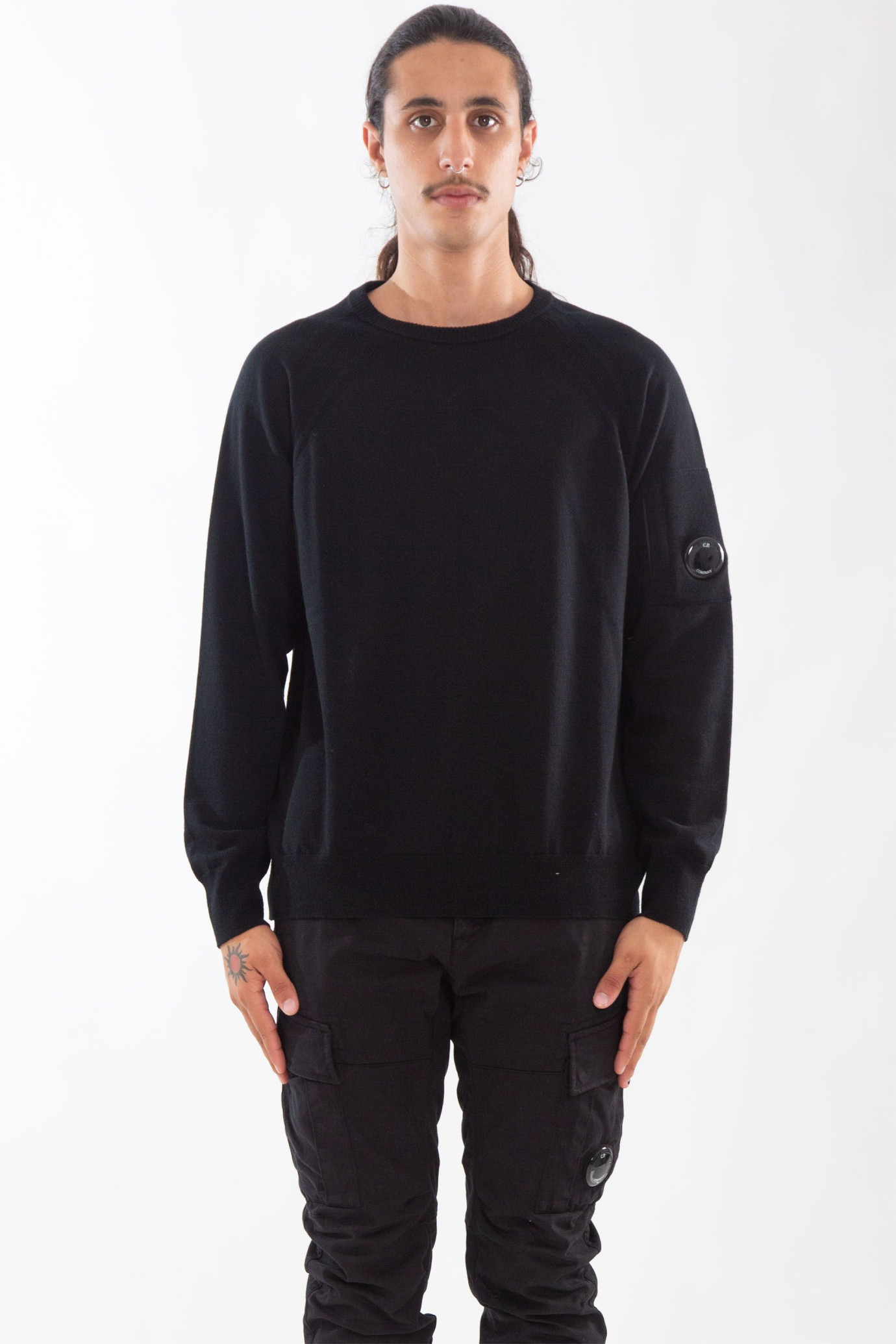 Extra Fine Merino Wool Crew Neck Stitched Knitwear