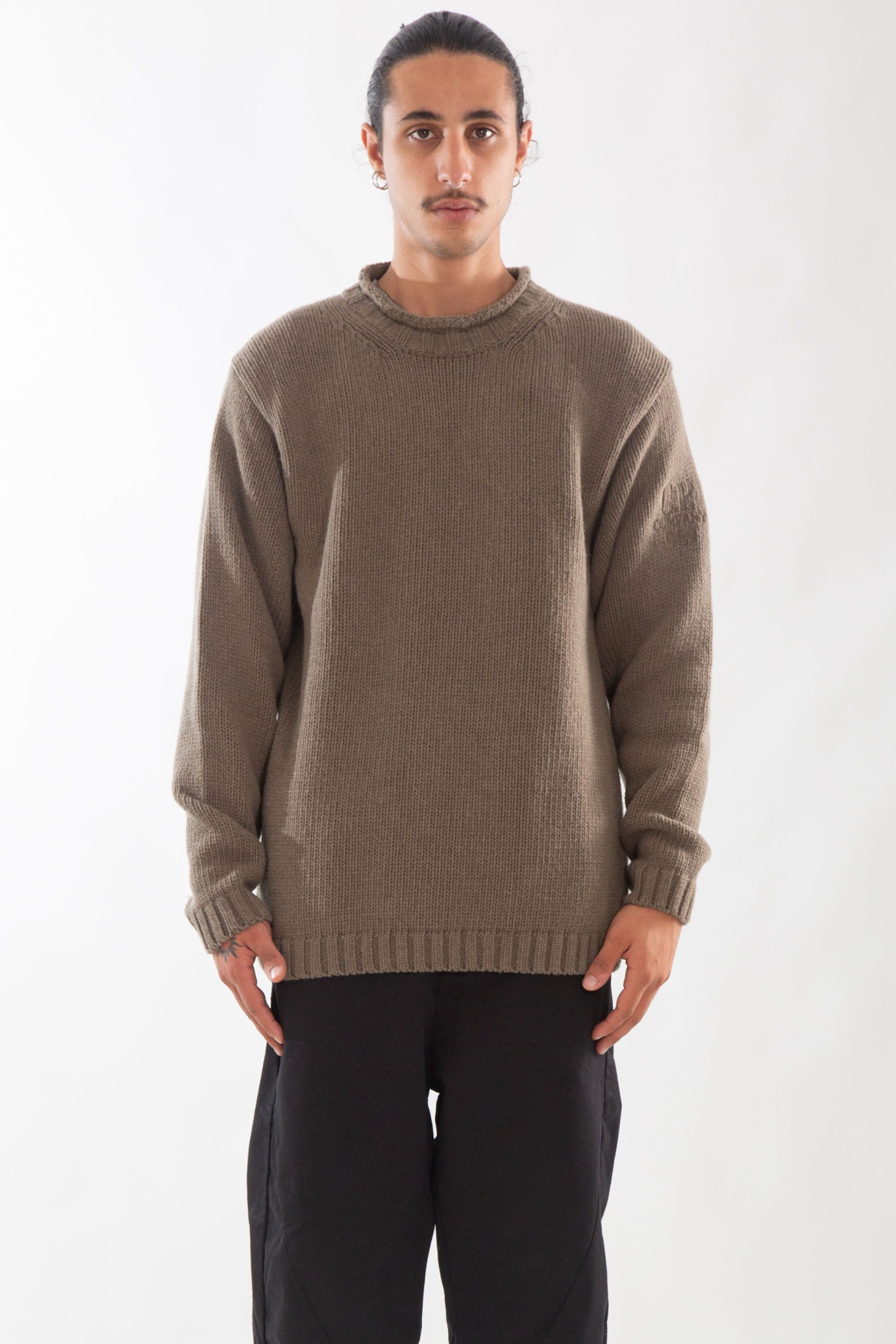 Lambswool Rib-Neck Boxy Knit