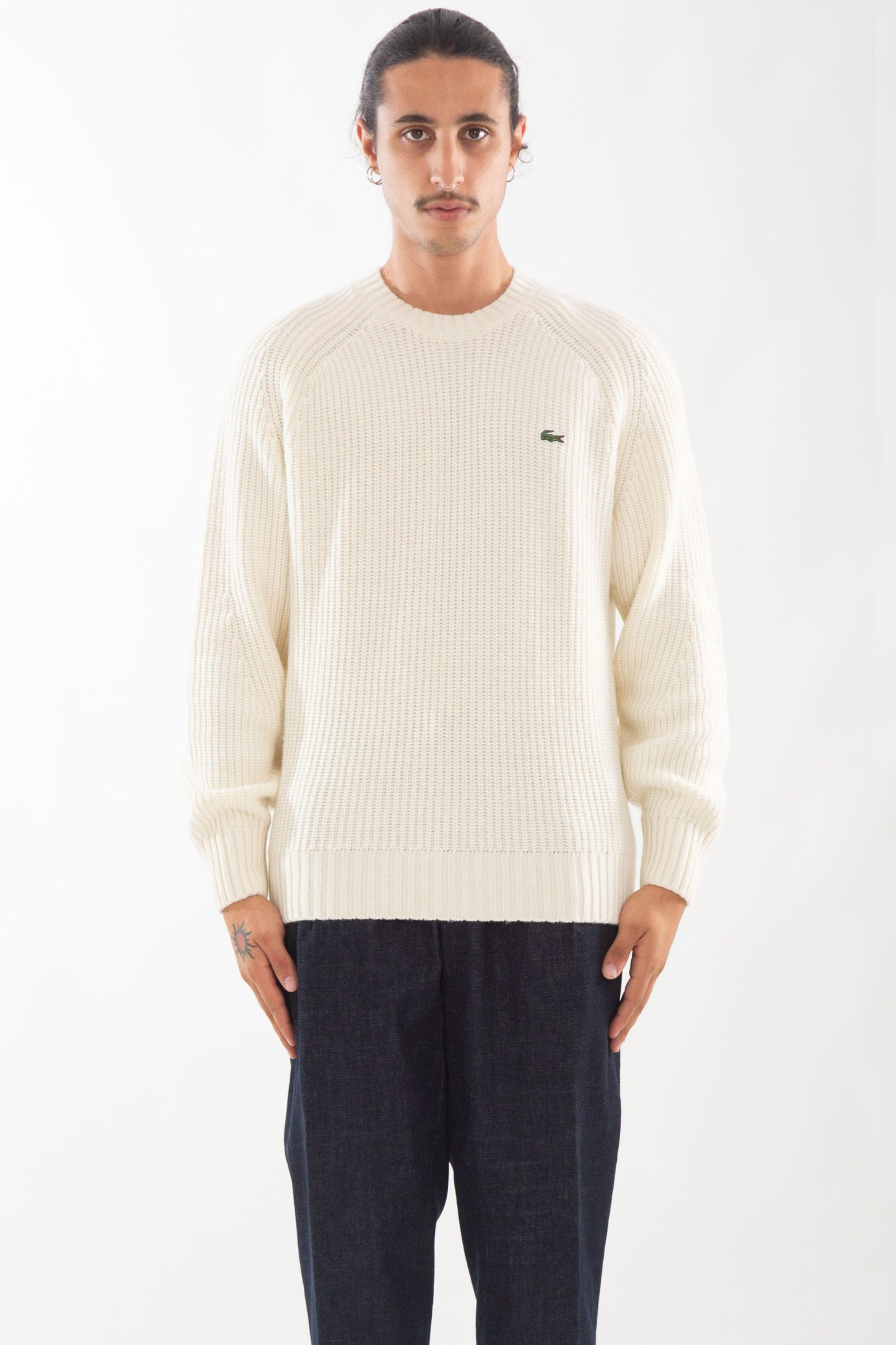 Raglan Rib Knit Sweater BIANCO