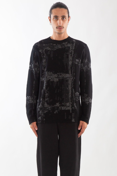 Contrast Intarsia Knitted Sweater NERO