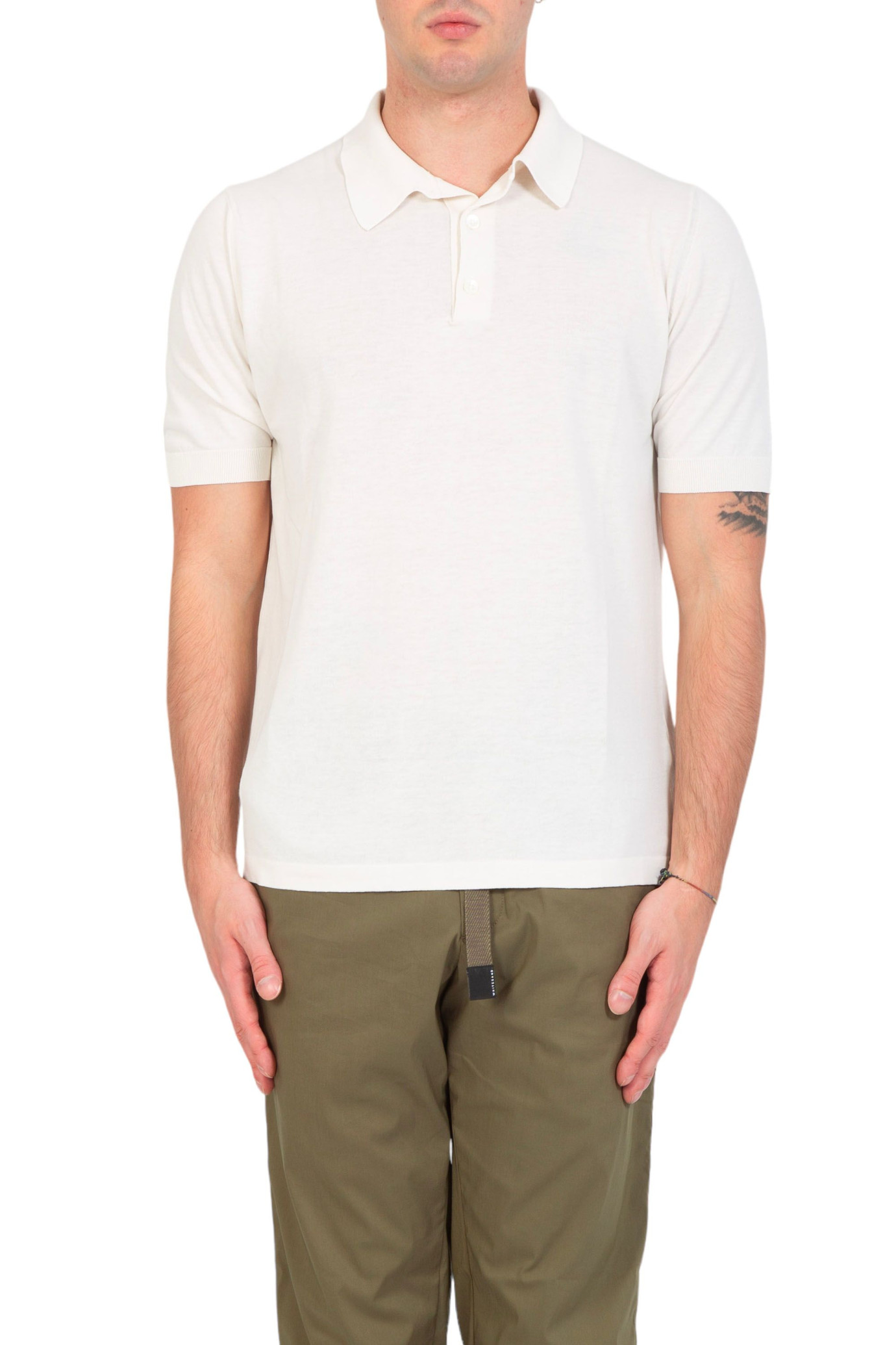 Crepe Cotton Polo Shirt BEIGE