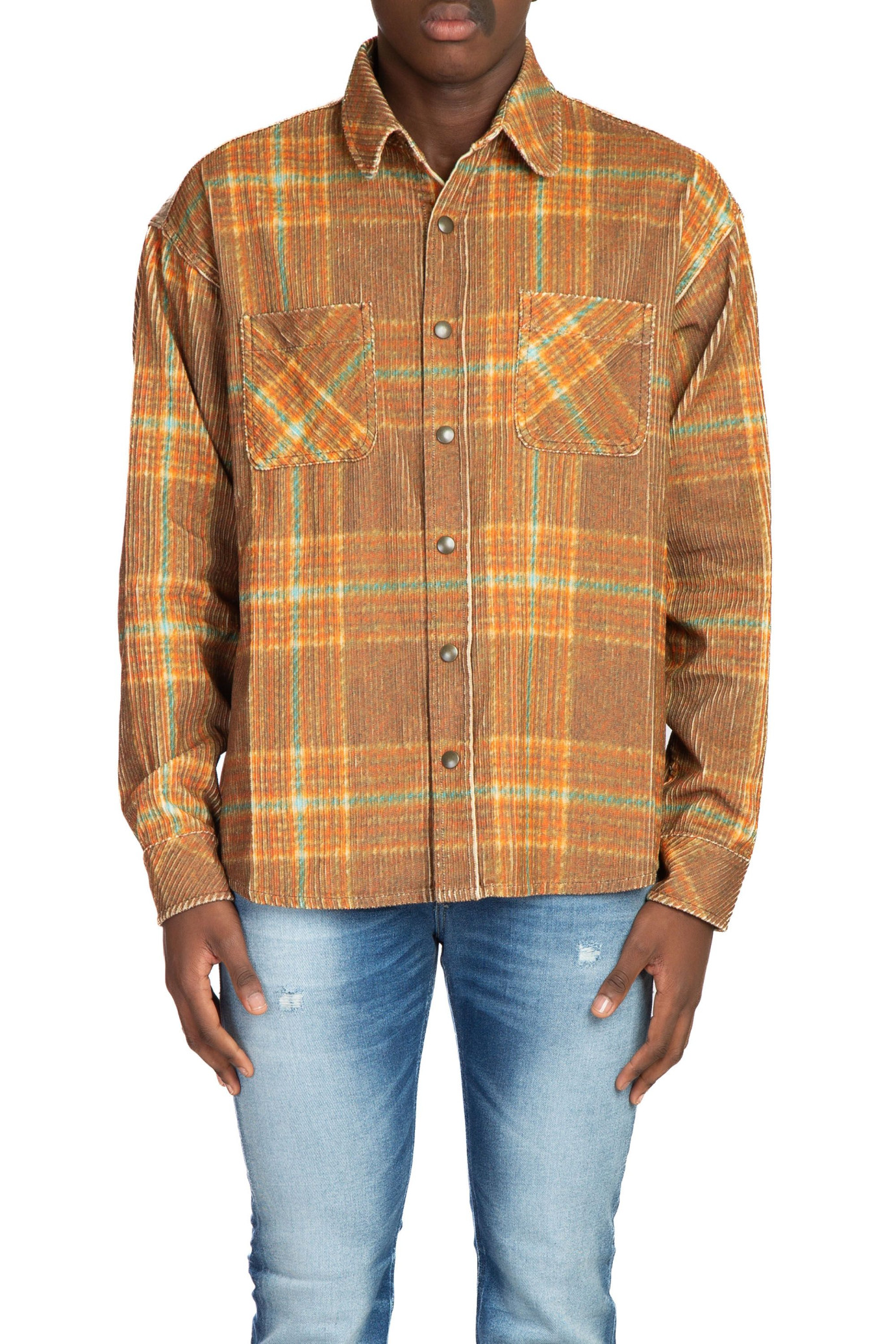 Corduroy Checks Overshirt GRIGIO