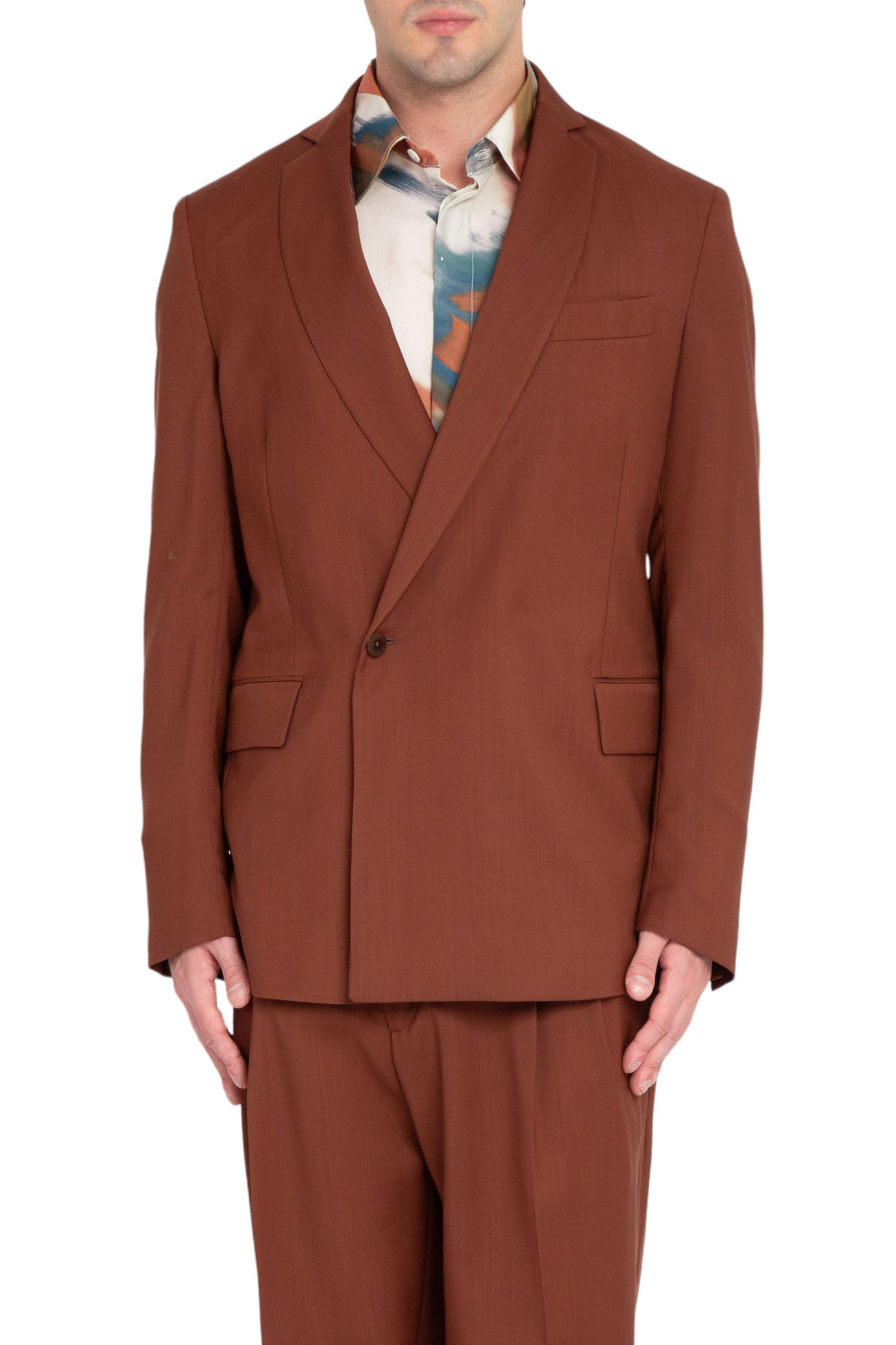 Demna 1-Button Wool Blazer MARRONE