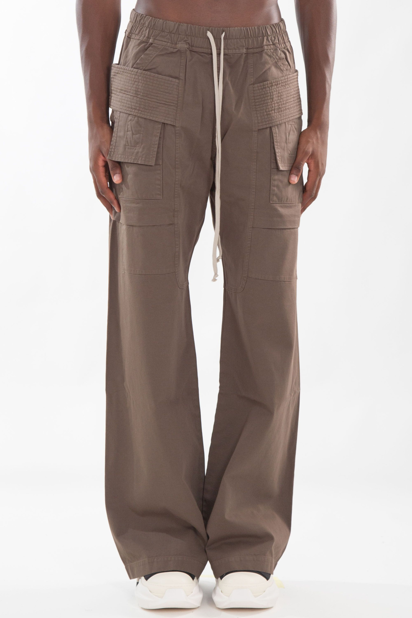 Cotton Twill Creatch Wide Cargo Pants BEIGE