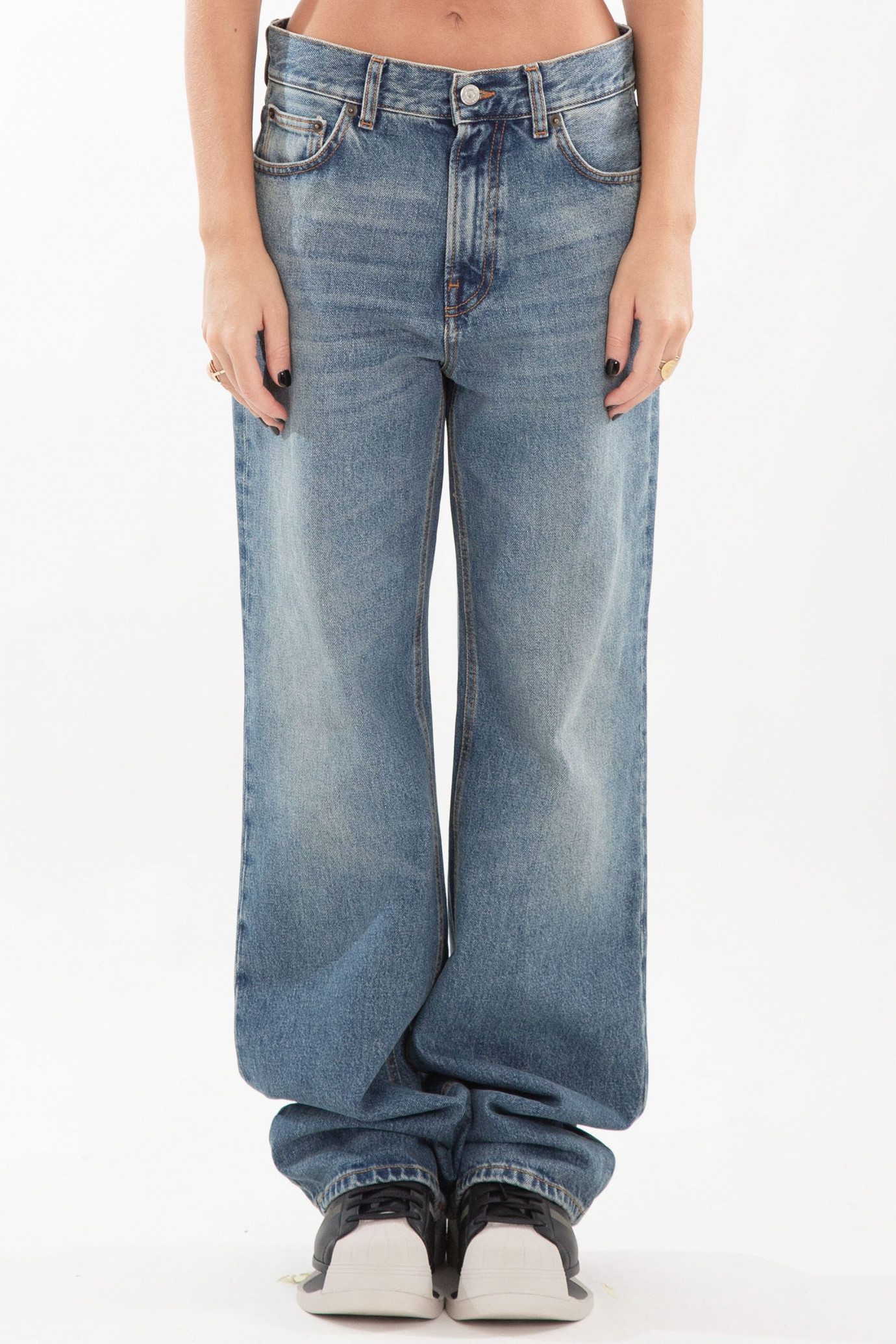 Korea Piano Blue Straight Jeans