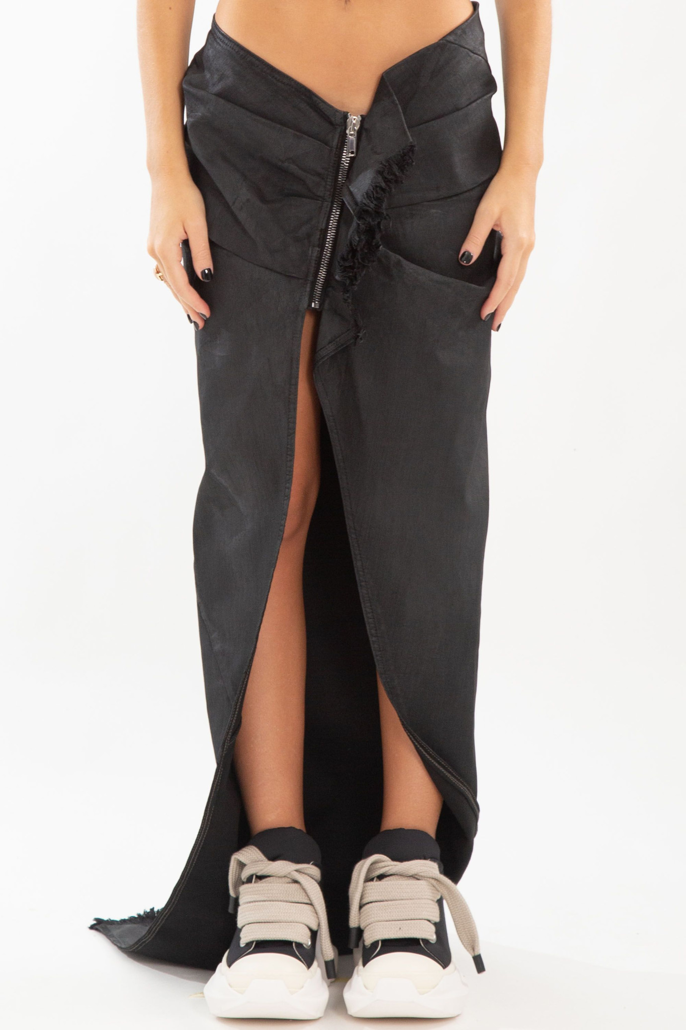 Edfu Long Waxed Denim Skirt