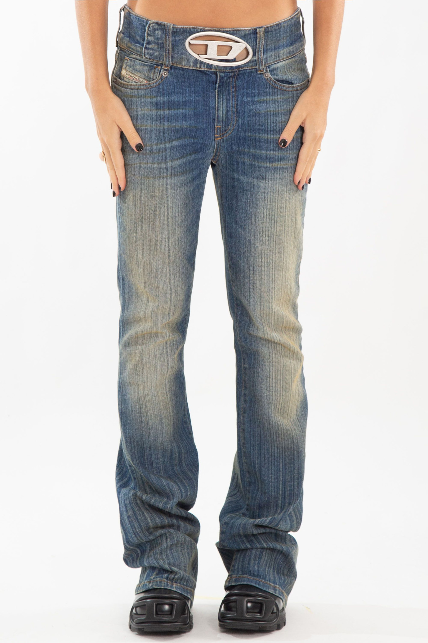 D-Propol Oval D Belt Bootcut Jeans