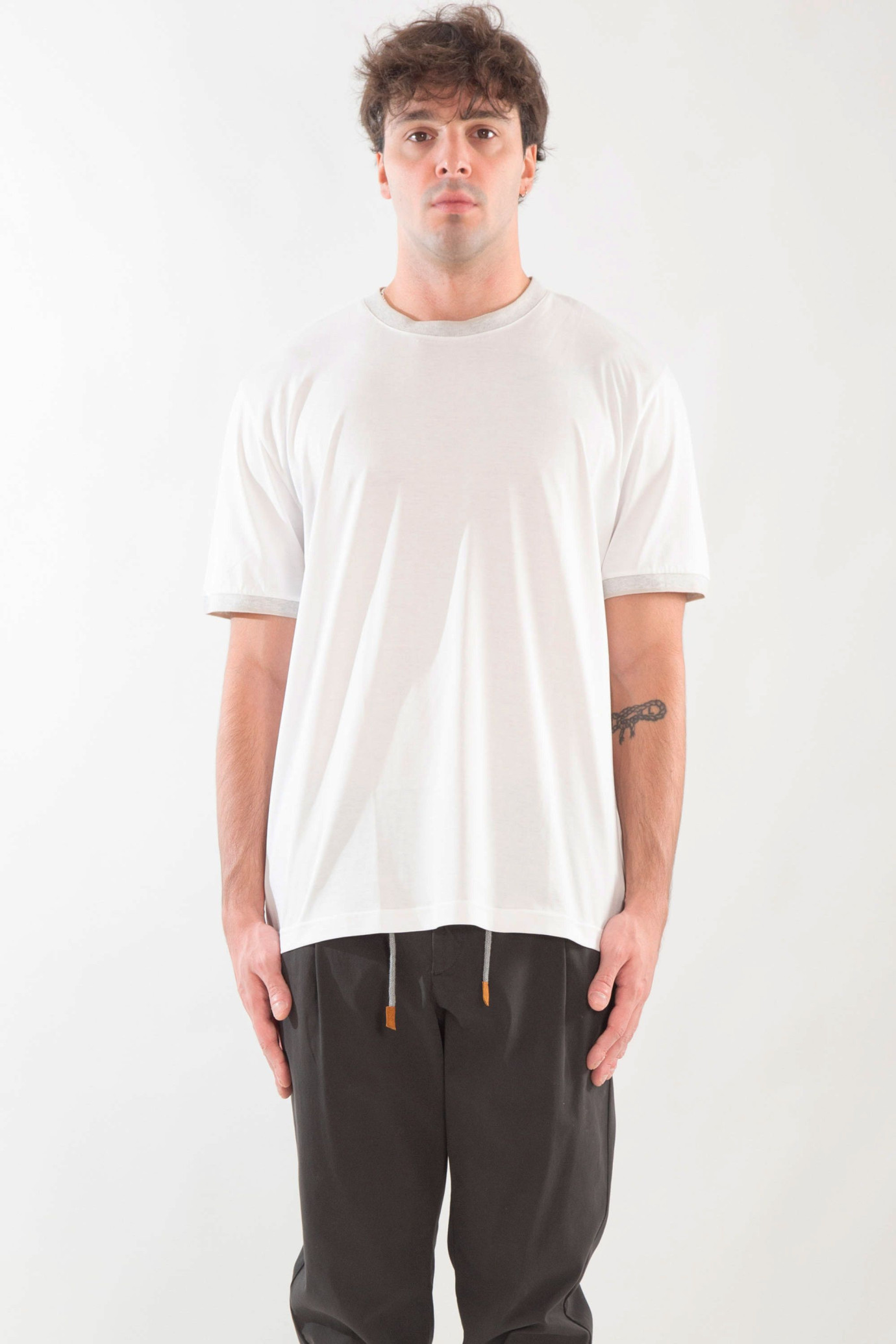 Giza Cotton Contrast Rib Tee