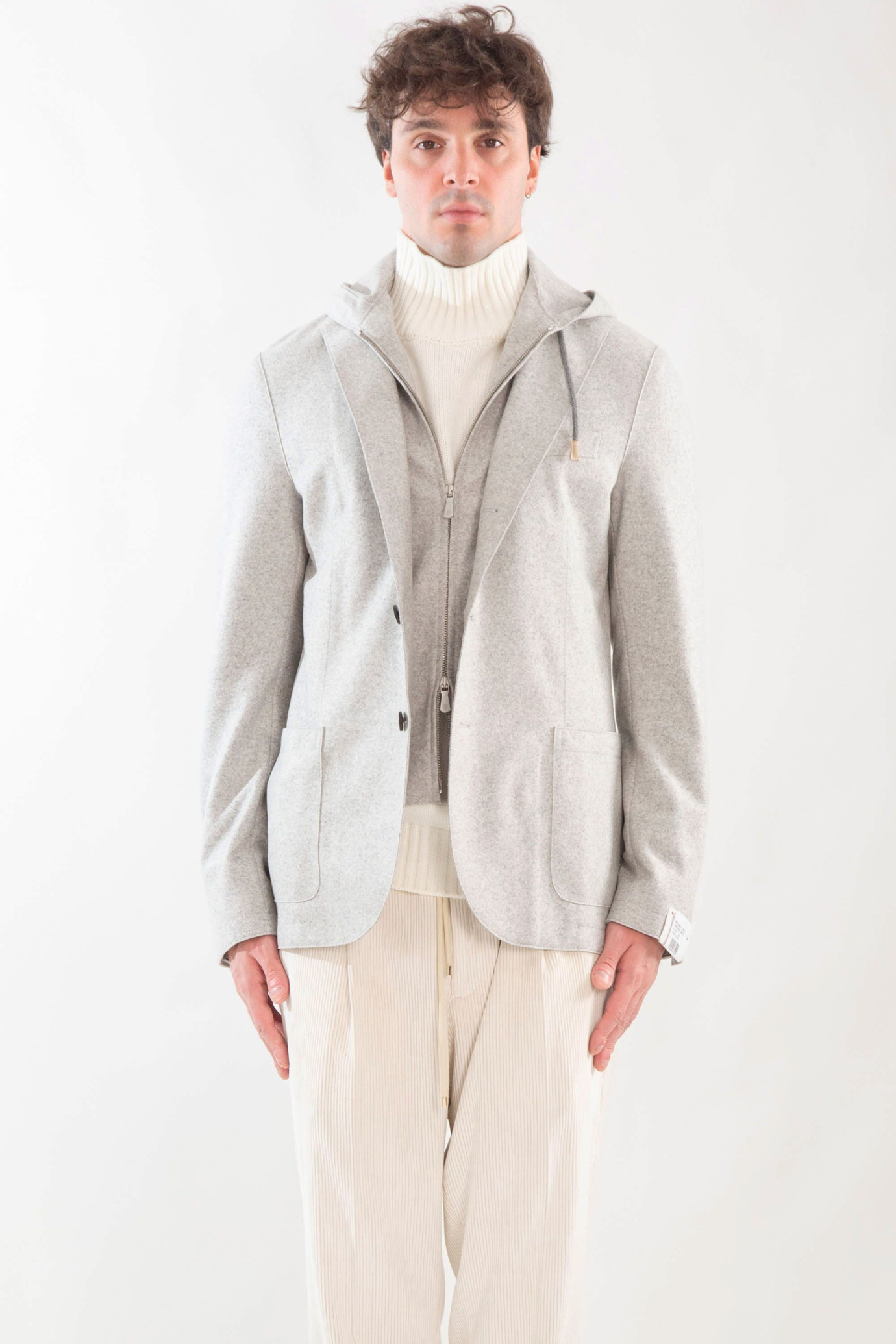 Wool Layered Hooded Blazer