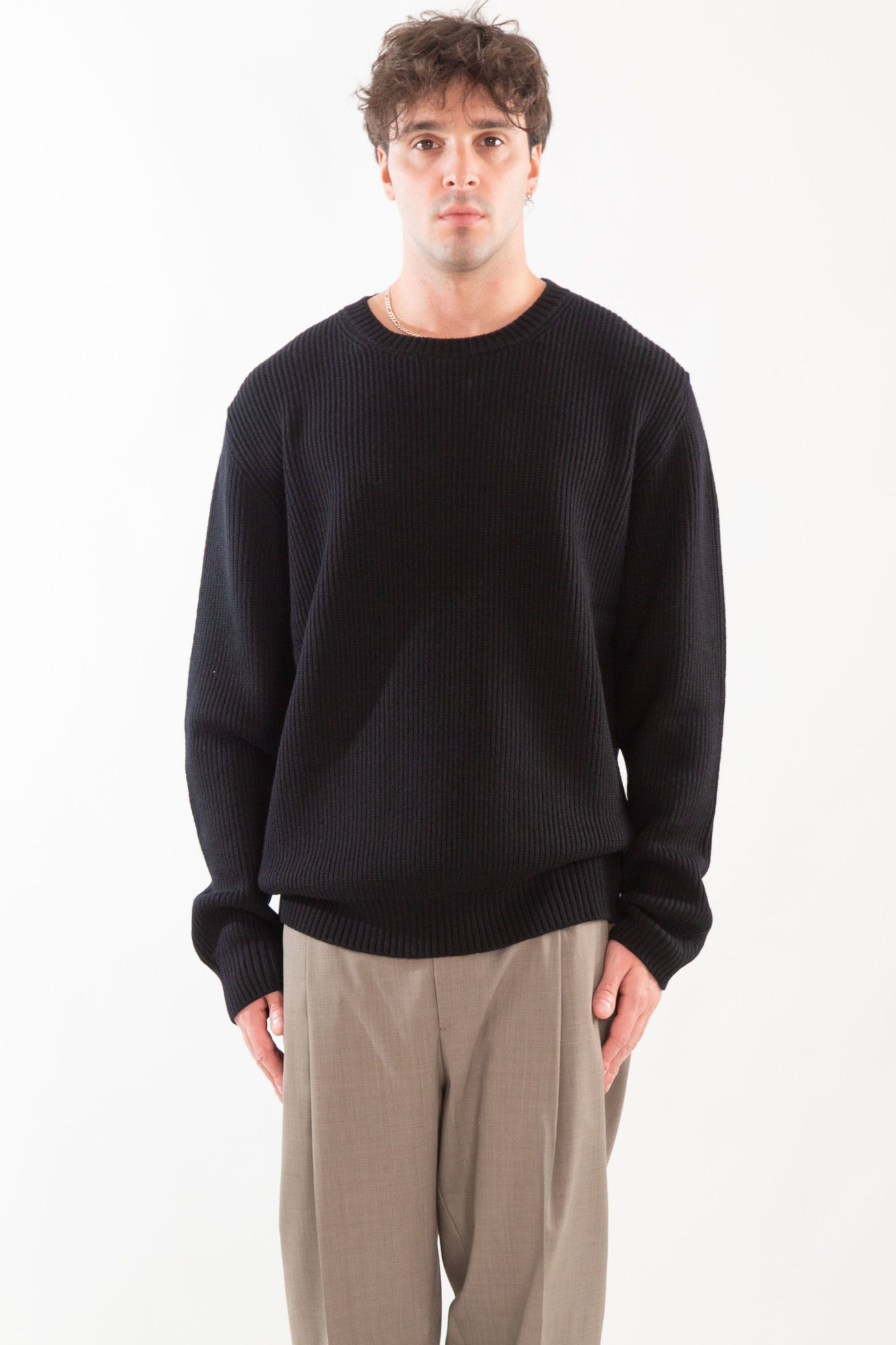 Ribbed Merinos Crewneck Sweater