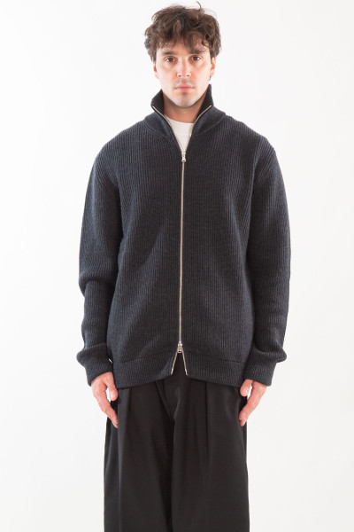 Ribbed Merinos Zip Cardigan