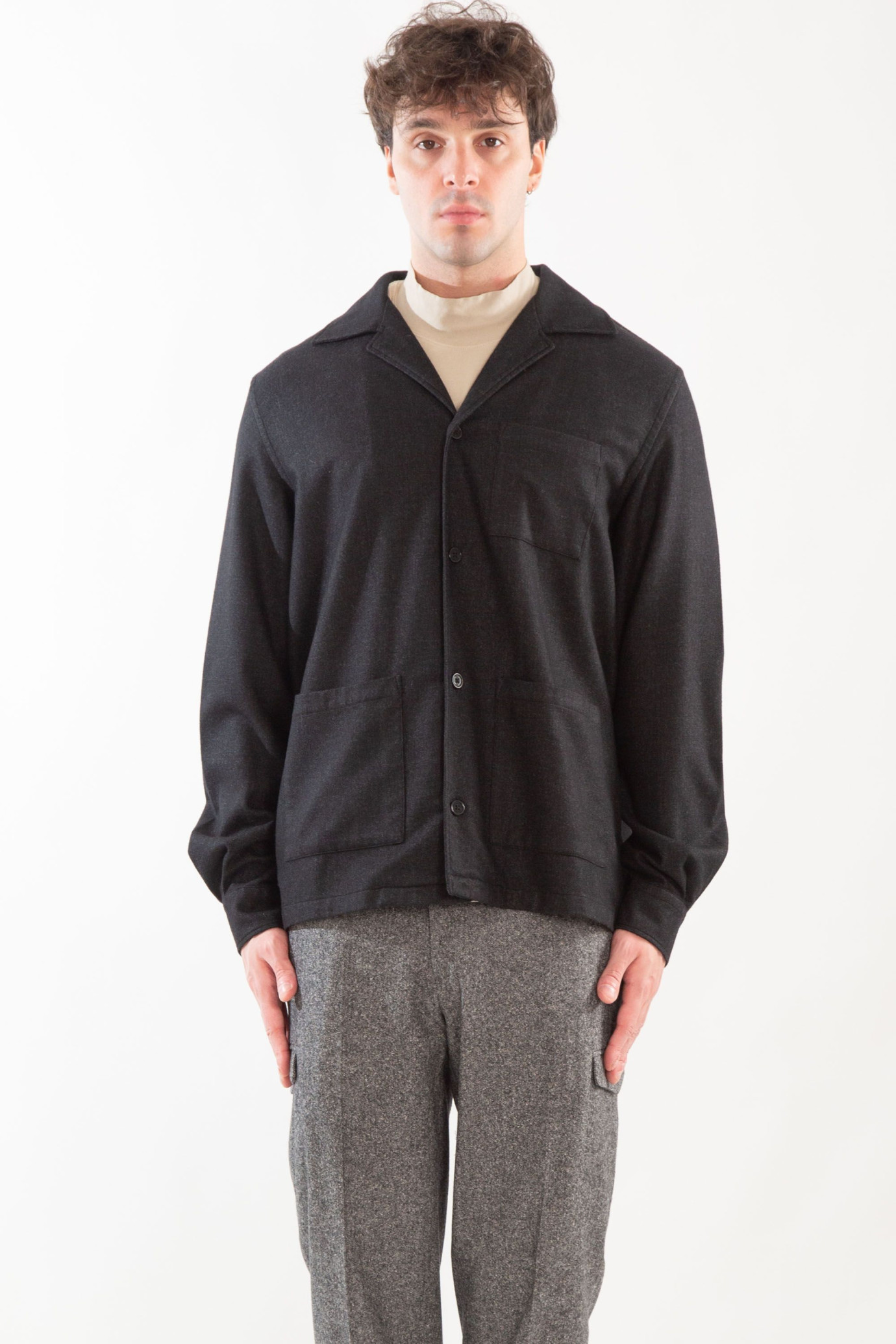 Pouch Pocket Wool Overshirt