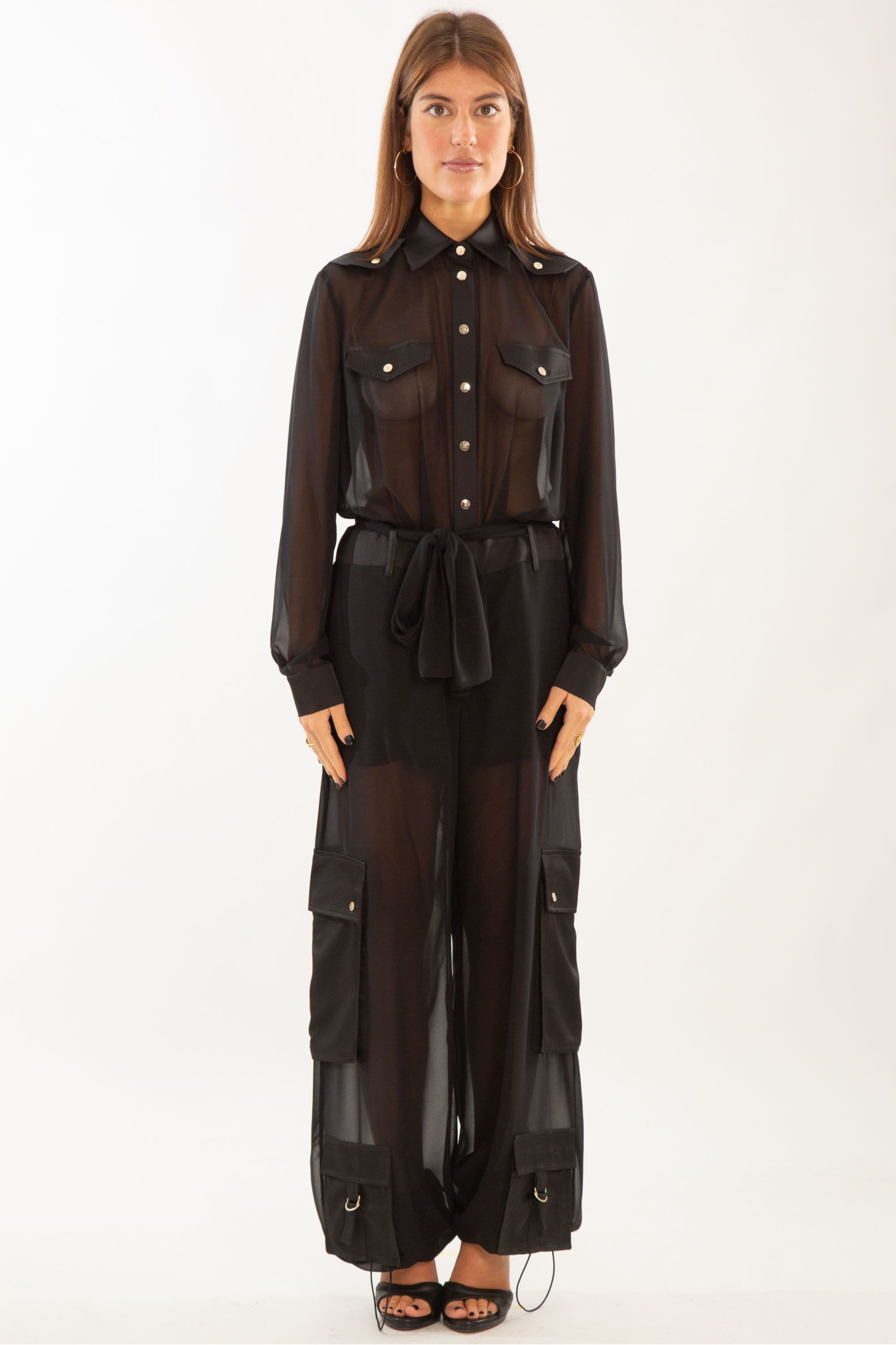 Sheer Cargo Jumpsuit