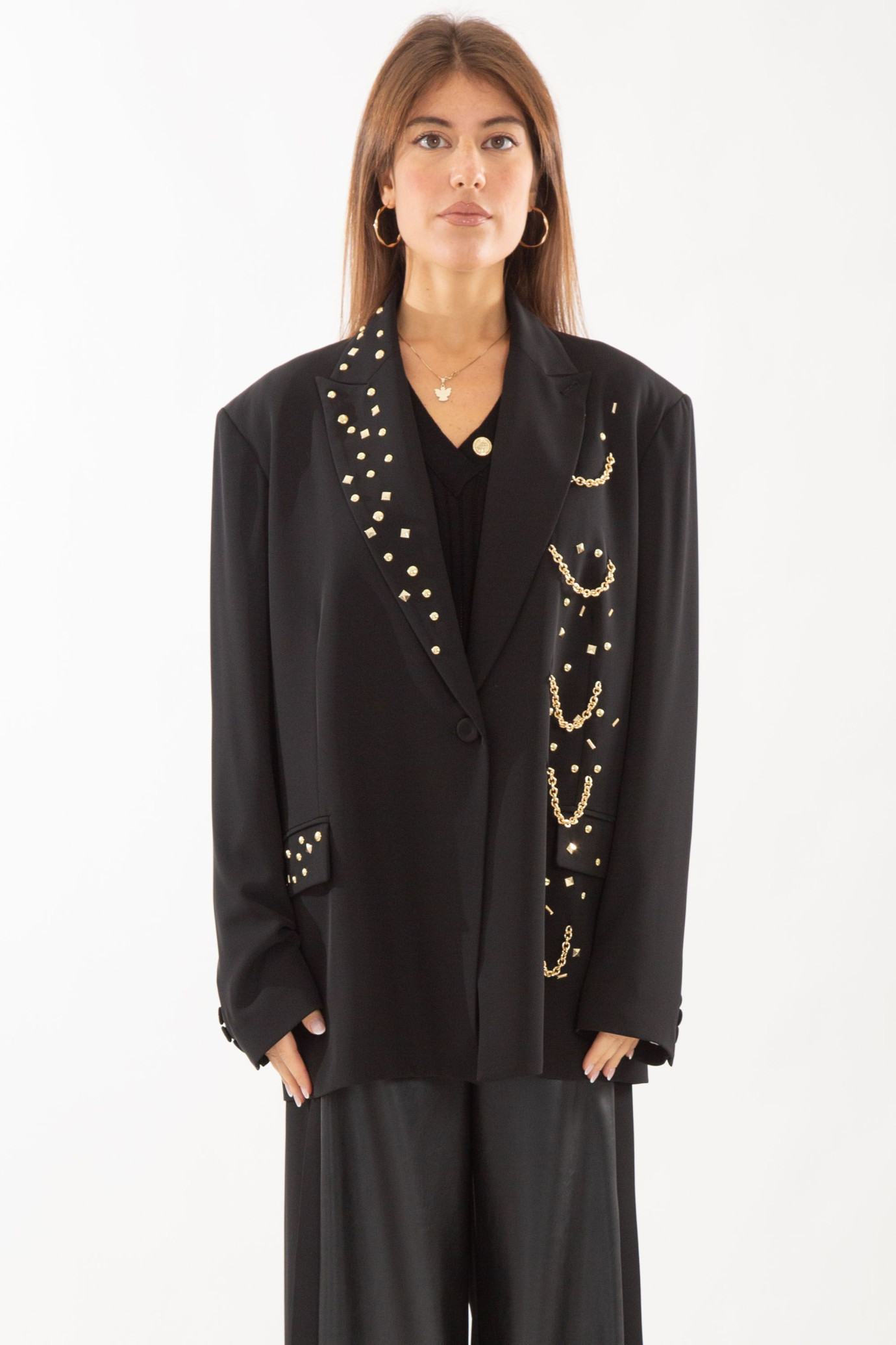 Chains And Studs Oversized Blazer