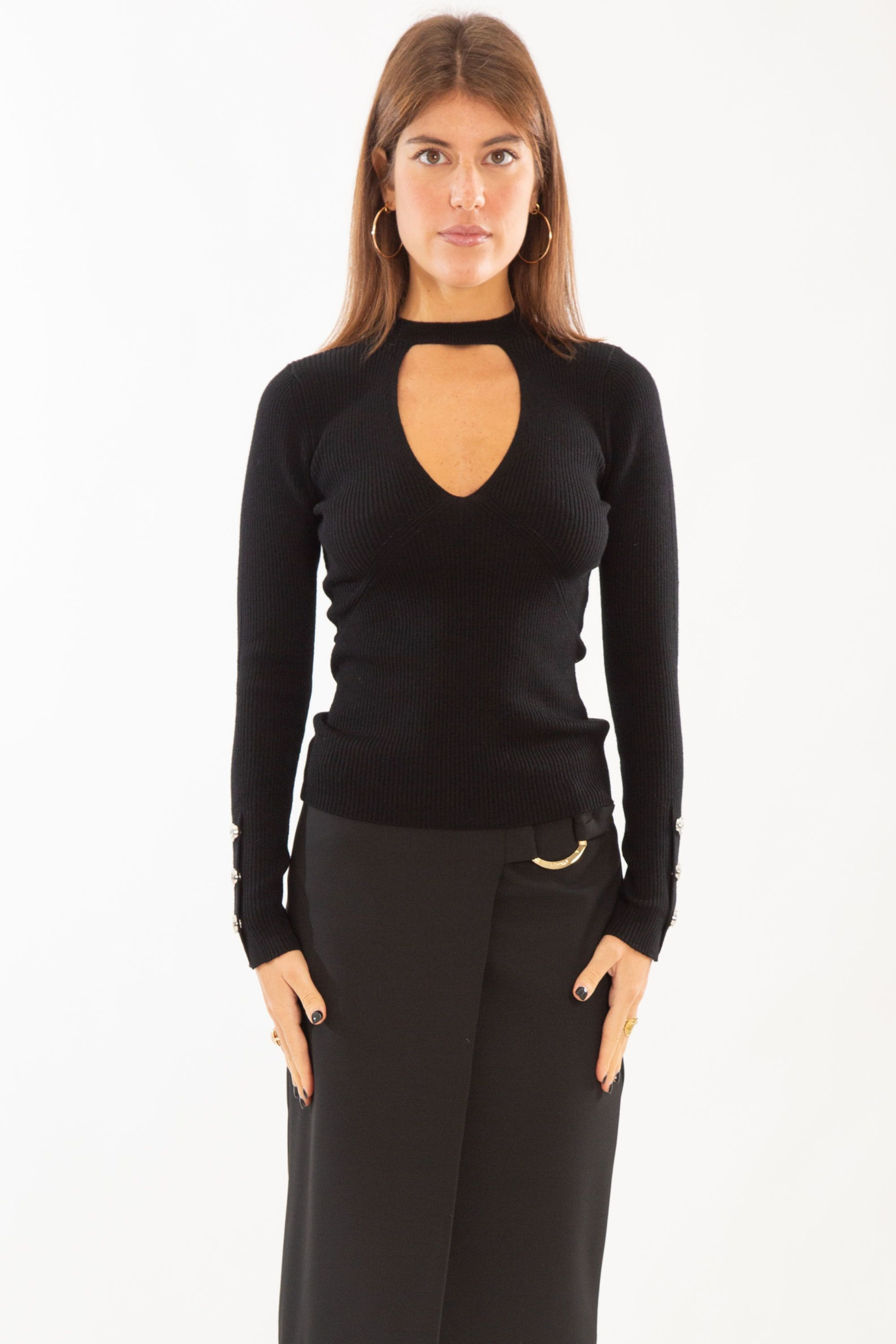 Rabbocco Cut-Out Ribbed Sweater