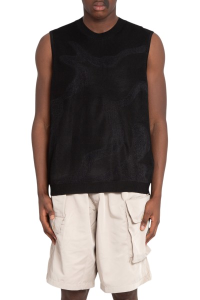Abstract Knitted Vest - Black
