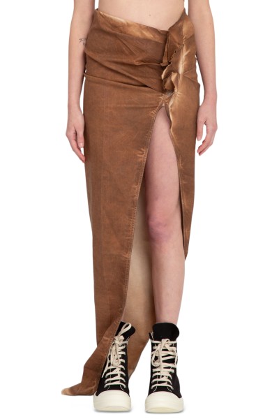 Edfu Waxed Long Skirt - Brown