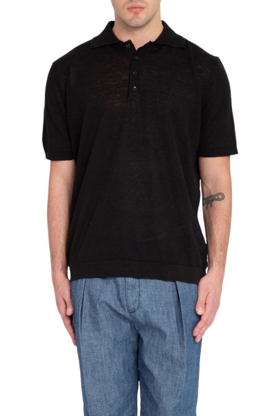 Putri Linen Polo Shirt - Black