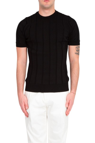 Stretch Knitted Tee - Black
