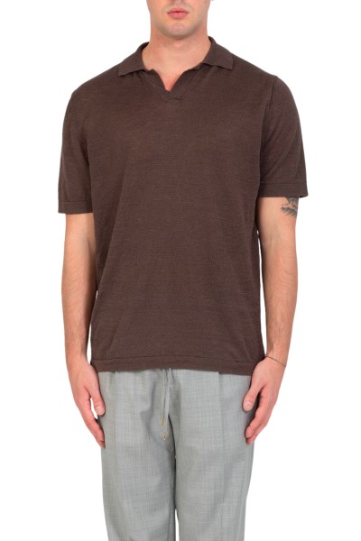 Capri Linen Polo Shirt - Brown