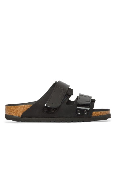 UJI Shiny Black Nubuck Sandals