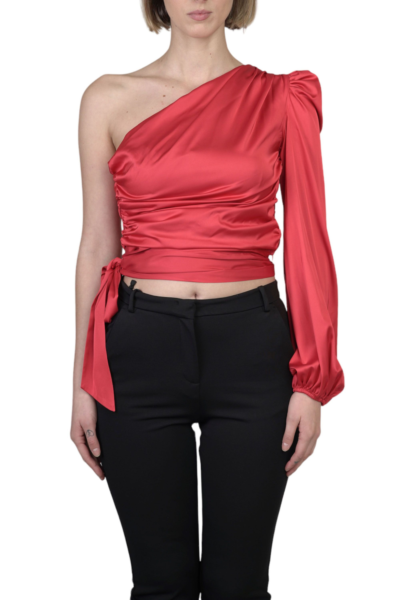 Thira One-Shoulder Blouse ROSSO