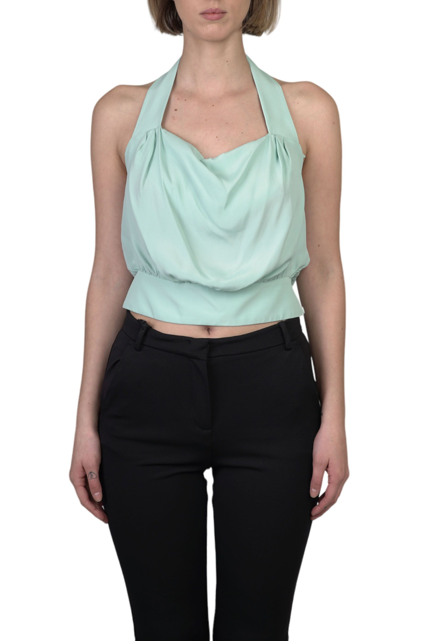 Trenel Open-Back Silk Top VERDE