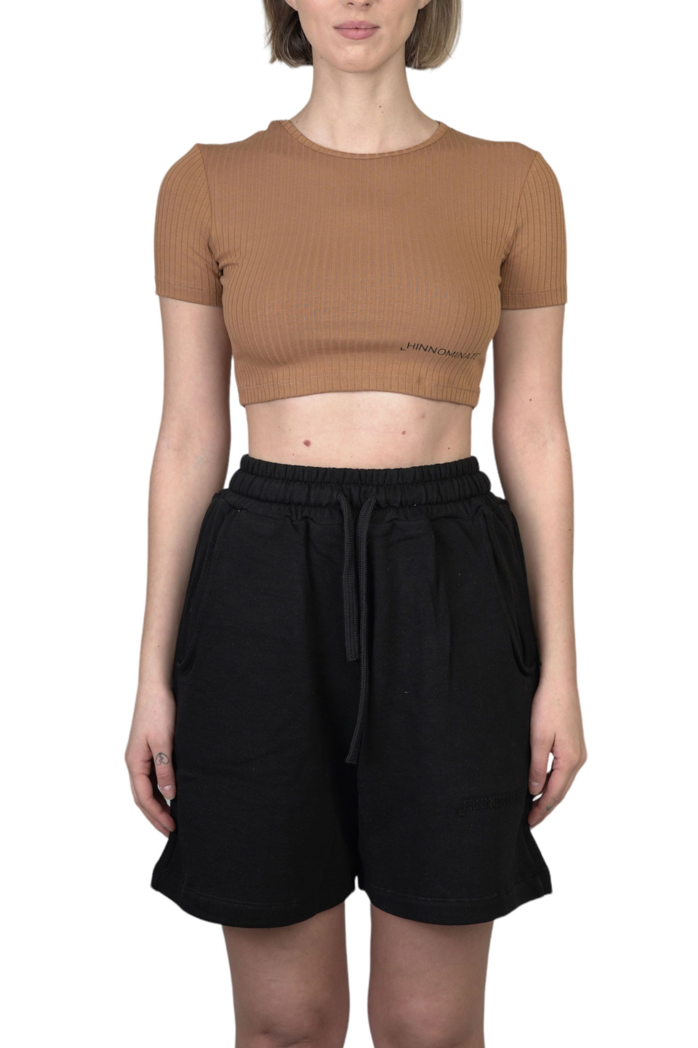 Rib Knit Crop Top MARRONE