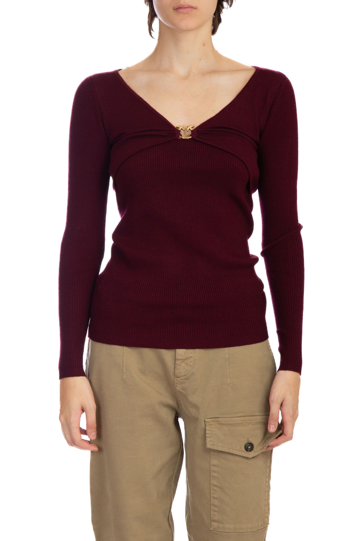 Giraffa V-Neck Sweater BORDEAUX